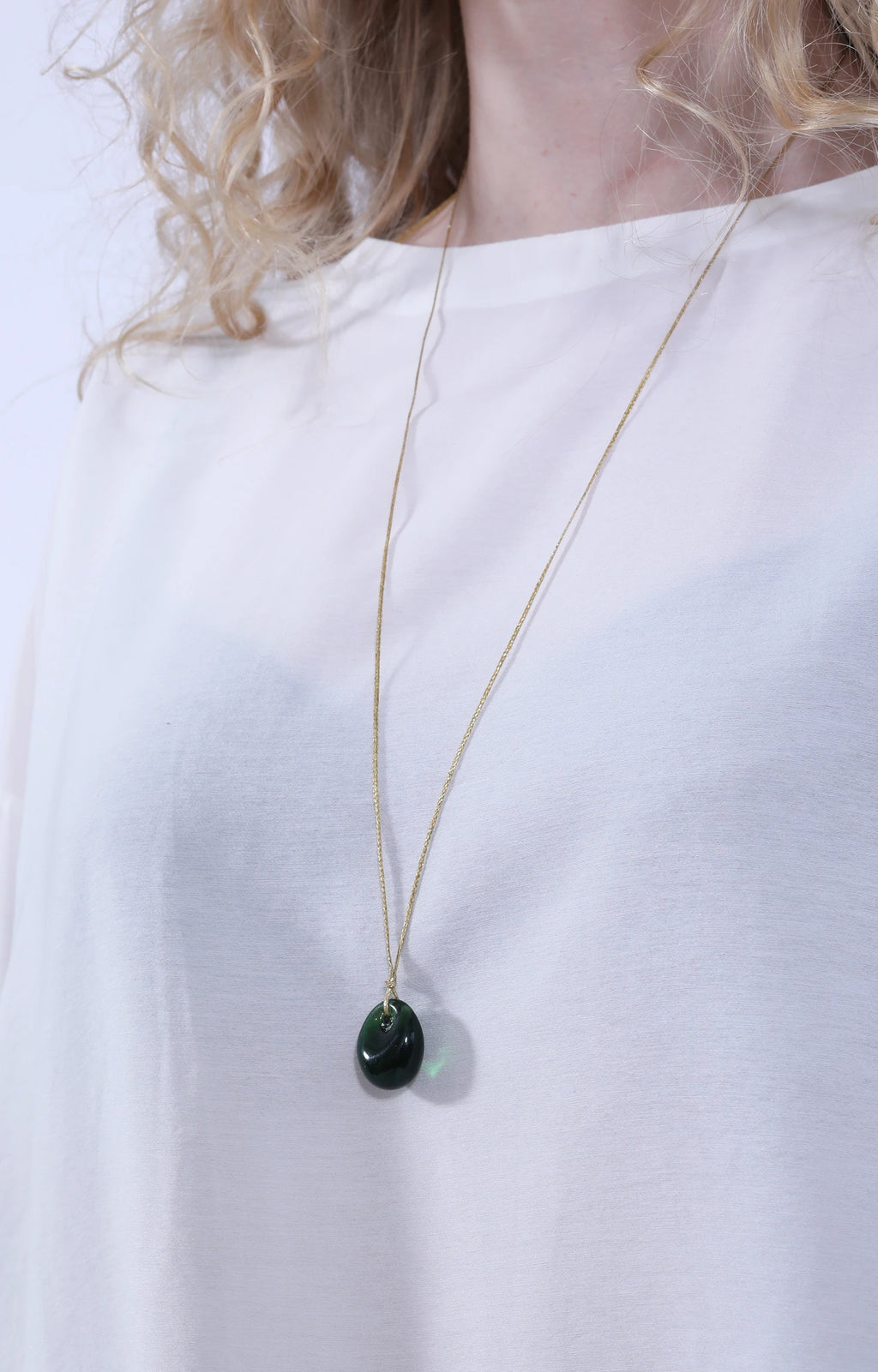 Green Glass Bead on Cord