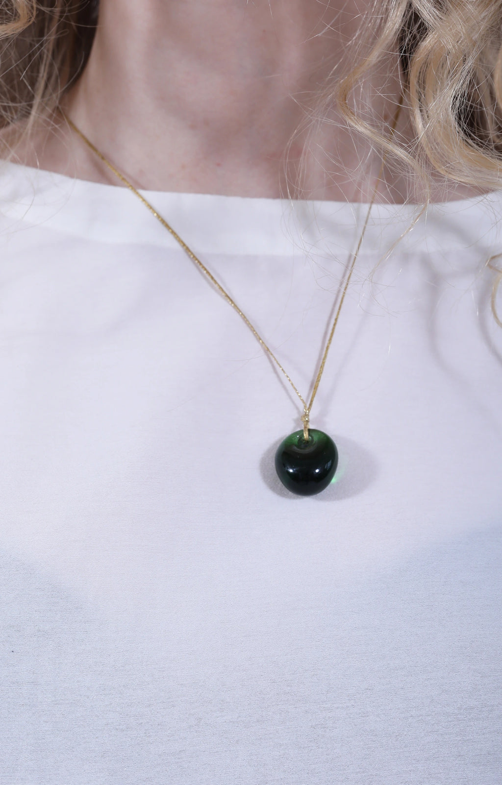 Green Glass Bead on Cord