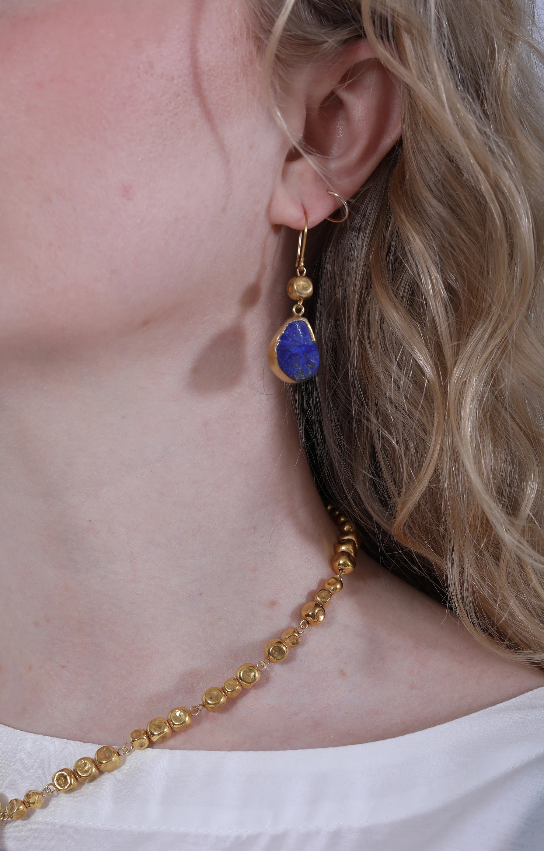 Sultan Drop Lapis Earrings 18kt Vermeil