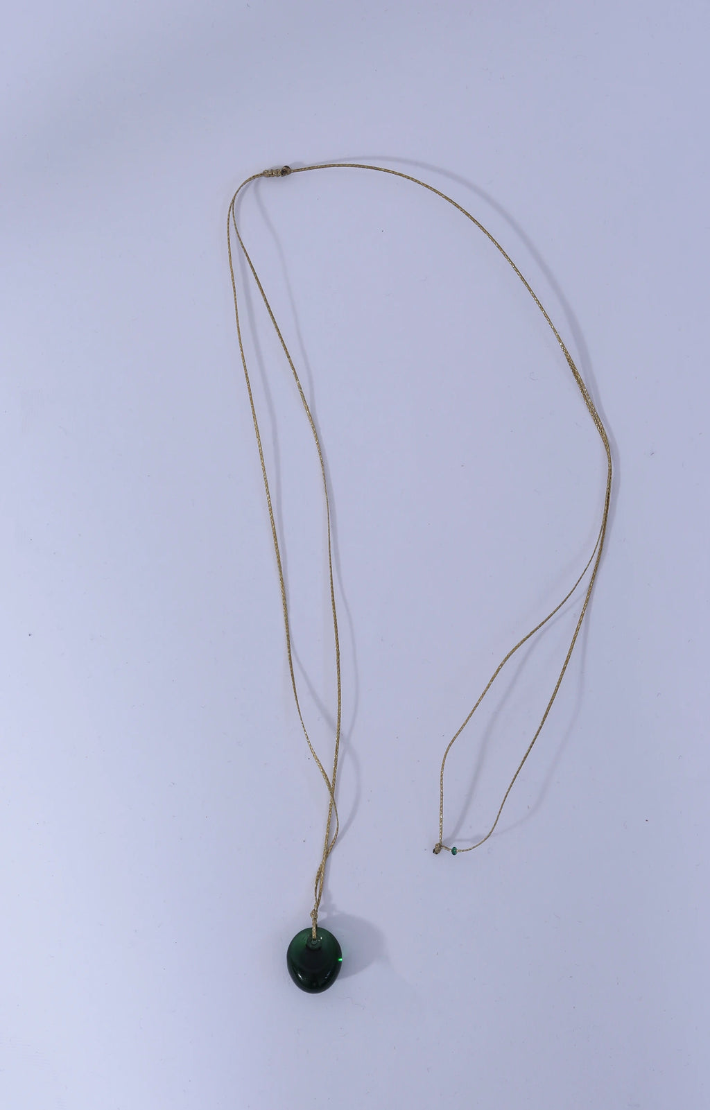 Green Glass Bead on Cord