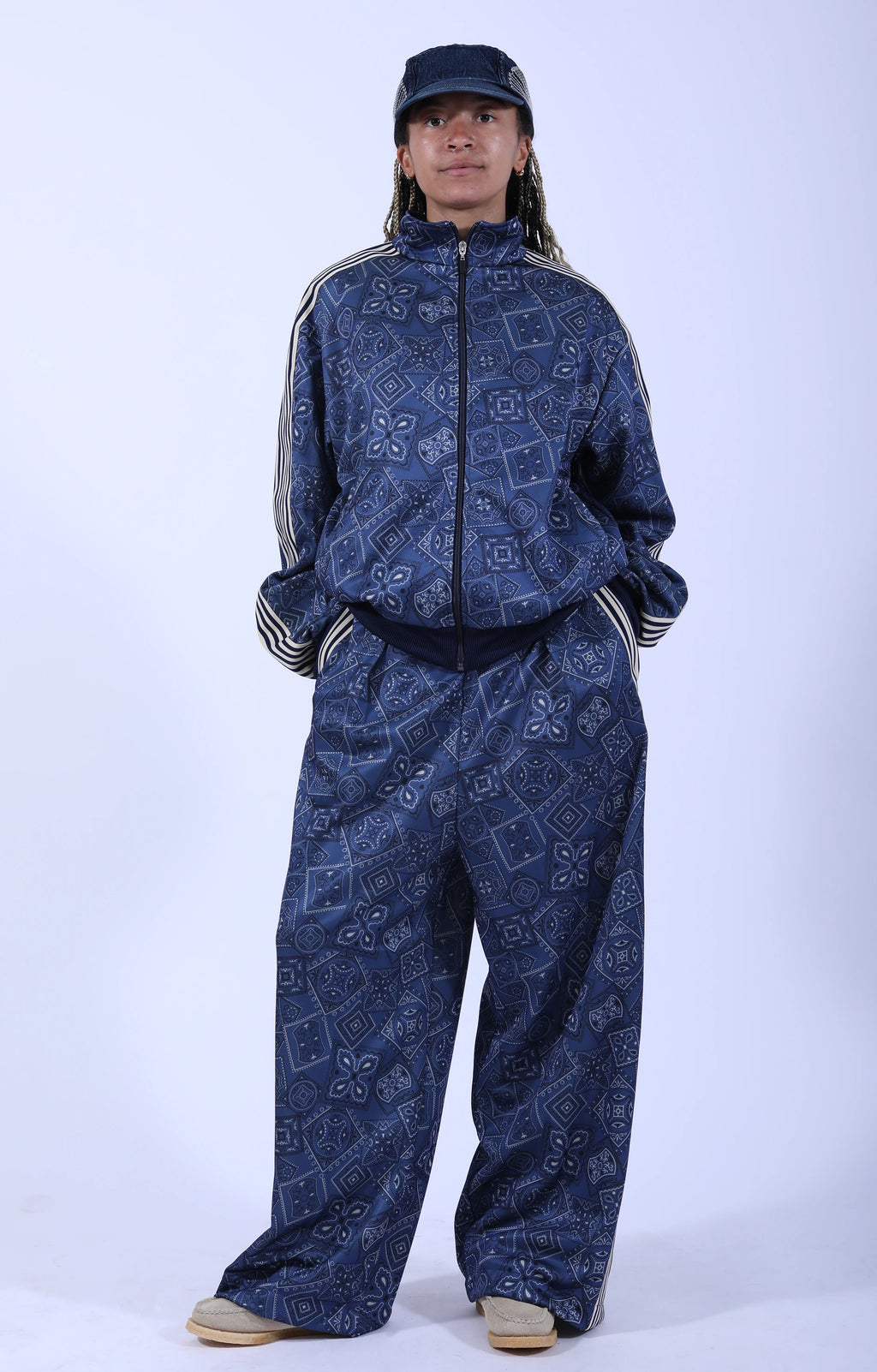 Smooth Jersey Cookie Bandana Baggy Track Pant Navy
