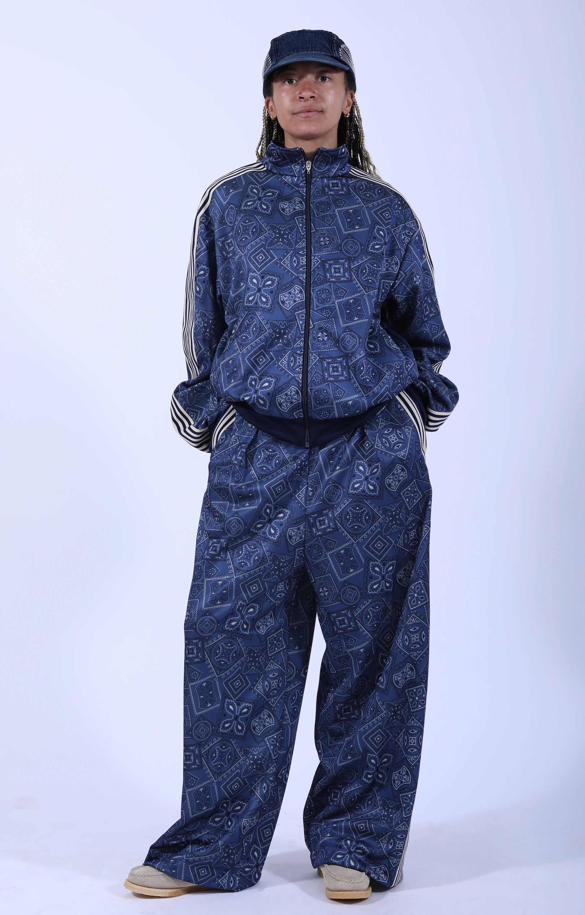 Smooth Jersey Cookie Bandana Baggy Track Pant Navy