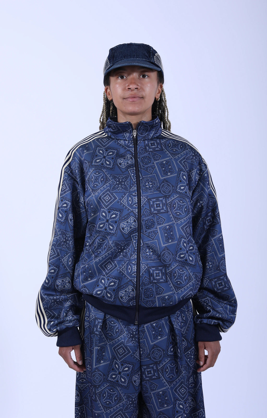 Smooth Jersey Cookie Bandana Track Jacket Navy