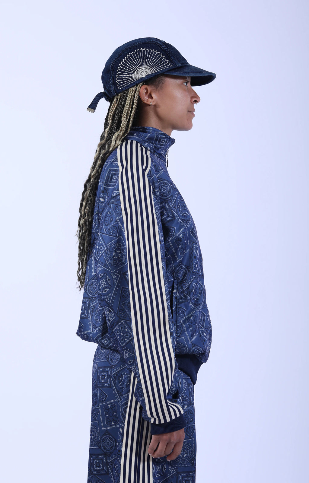 Smooth Jersey Cookie Bandana Track Jacket Navy