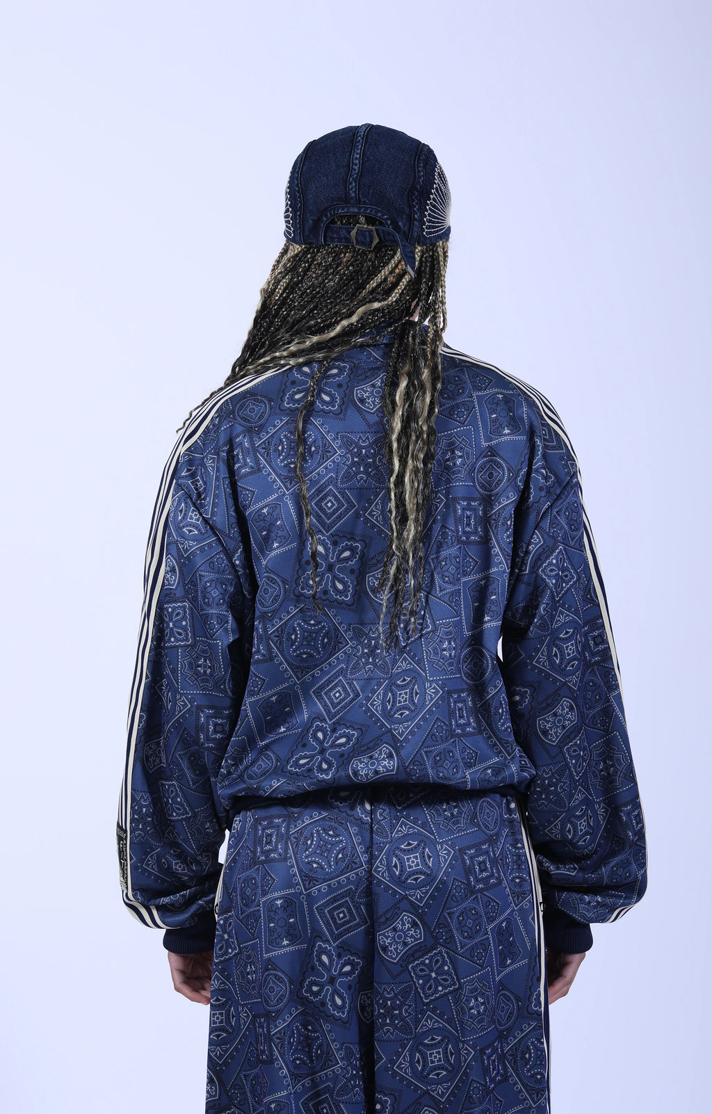 Smooth Jersey Cookie Bandana Track Jacket Navy