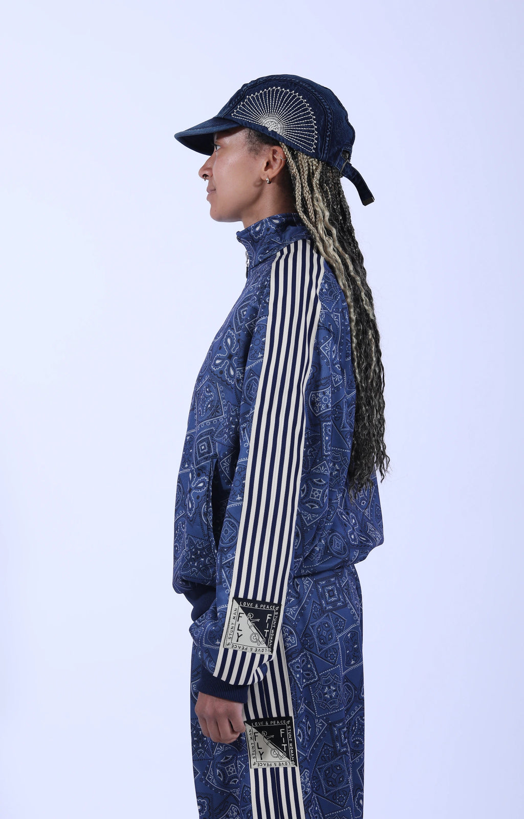 Smooth Jersey Cookie Bandana Track Jacket Navy