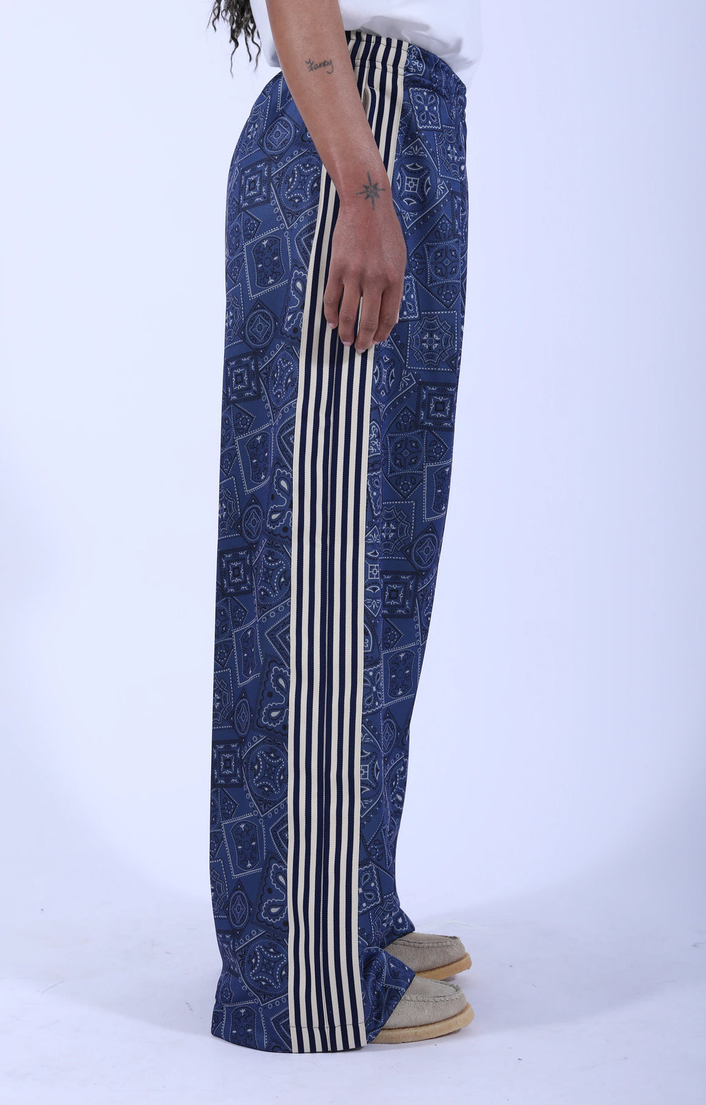 Smooth Jersey Cookie Bandana Baggy Track Pant Navy