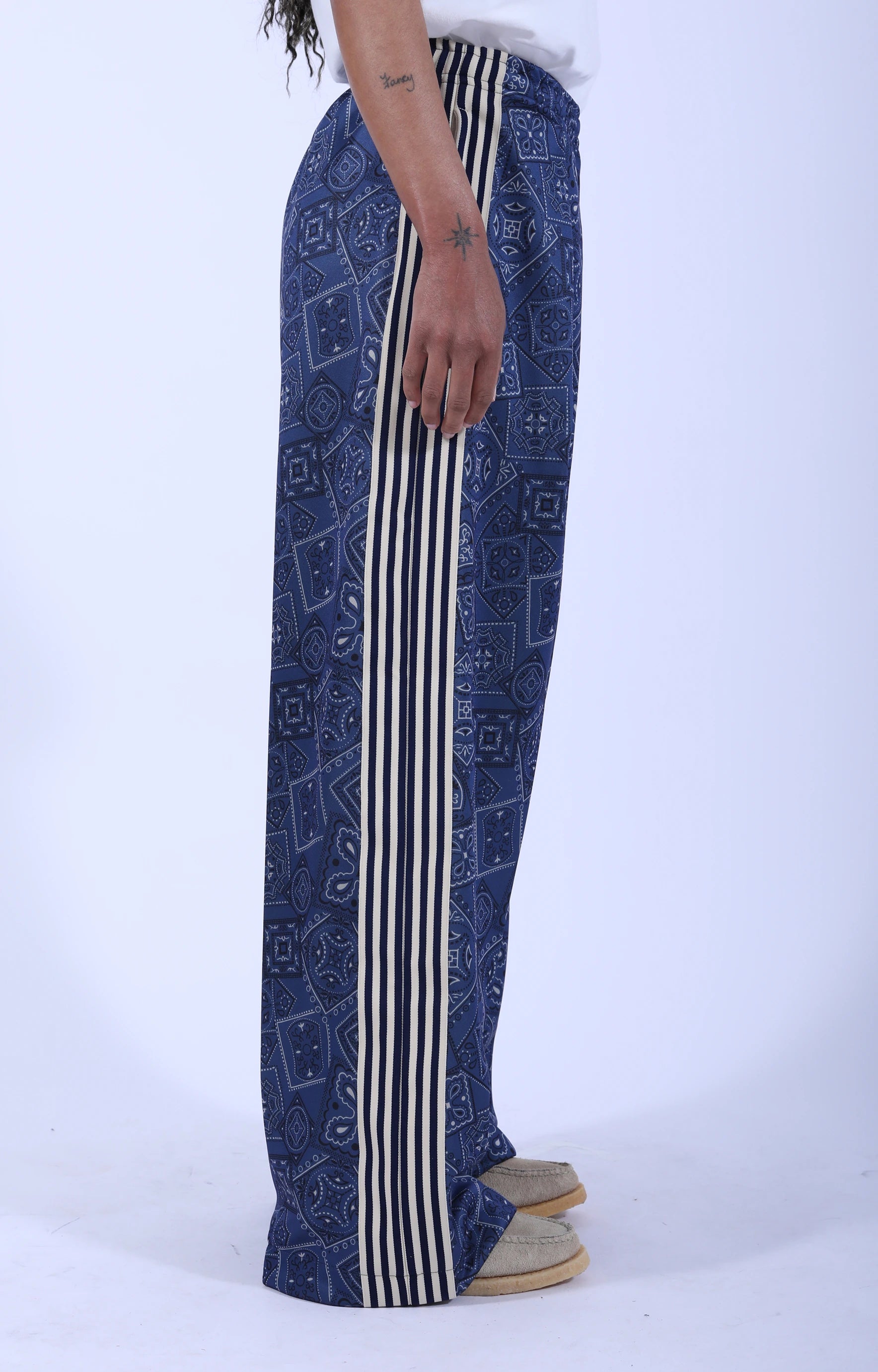 Smooth Jersey Cookie Bandana Baggy Track Pant Navy