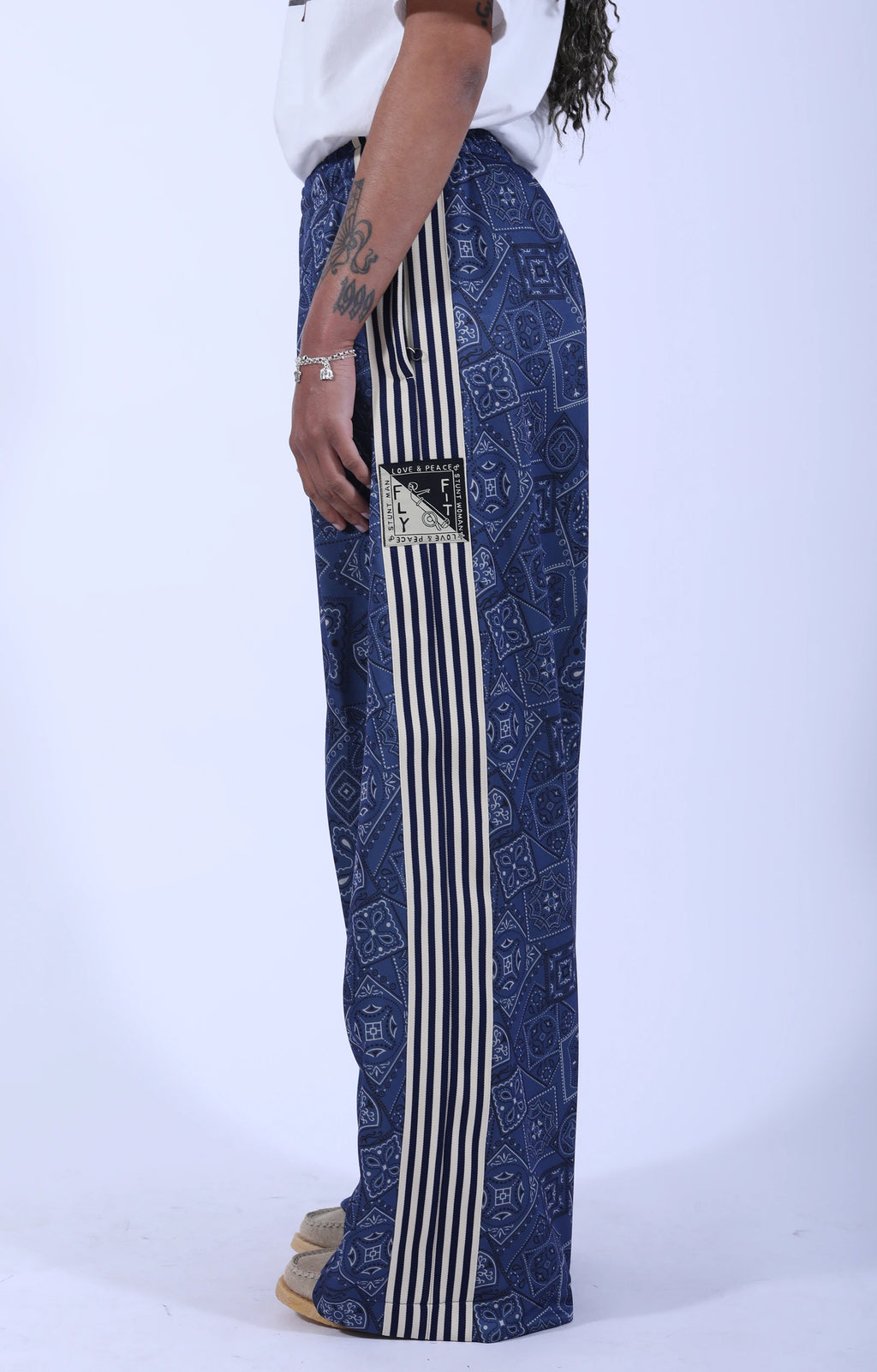 Smooth Jersey Cookie Bandana Baggy Track Pant Navy
