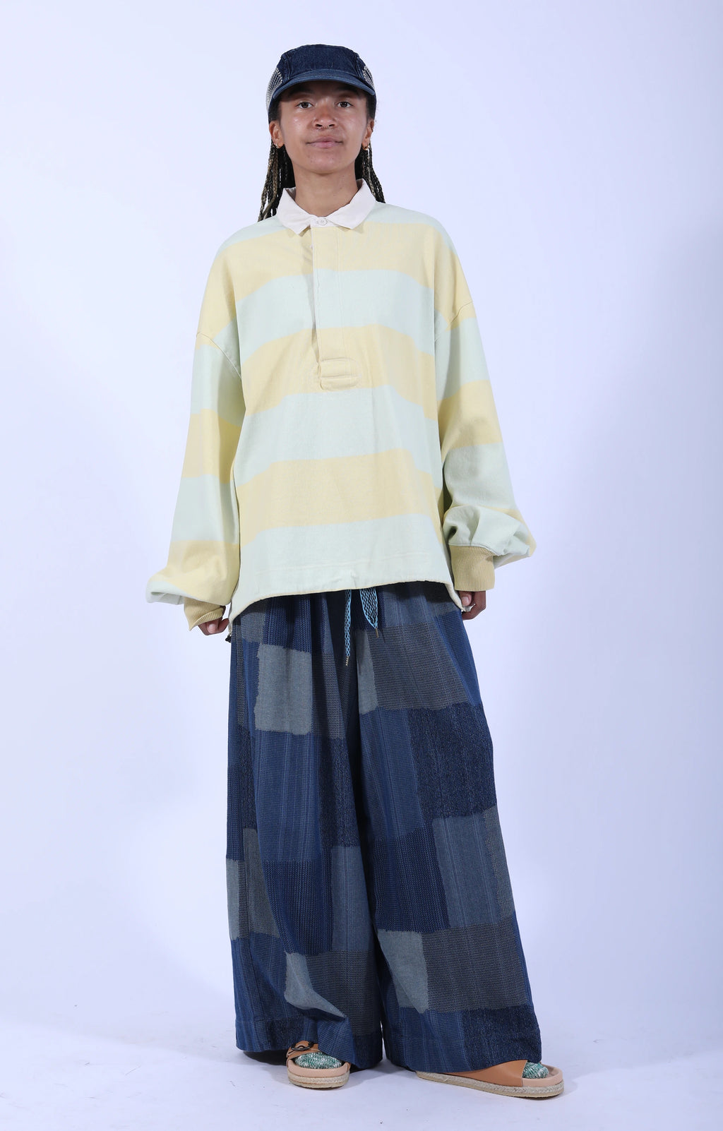 Cotton Linen TUGIHAGI RUDE Baggy Pants Navy