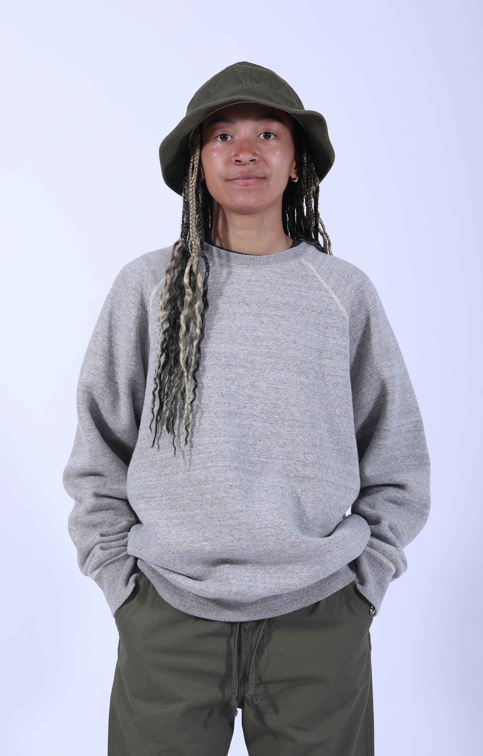 Loop Wheel Crew Neck Sweatshirt Heather Grey