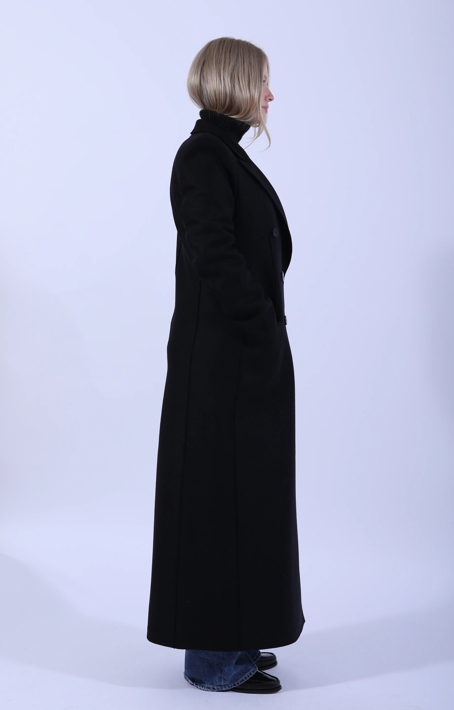 Long DB Tailored Coat Black