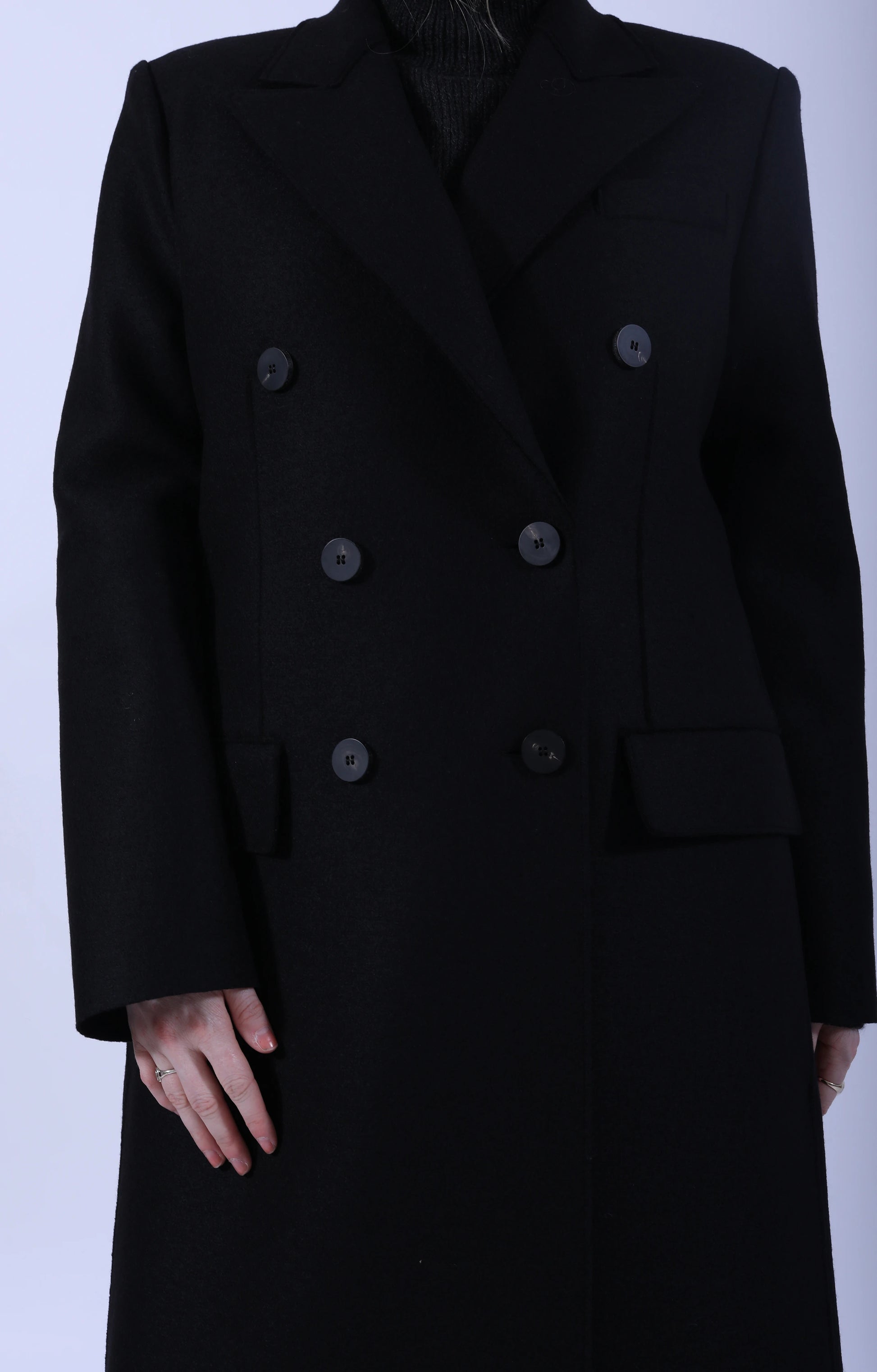 Long DB Tailored Coat Black
