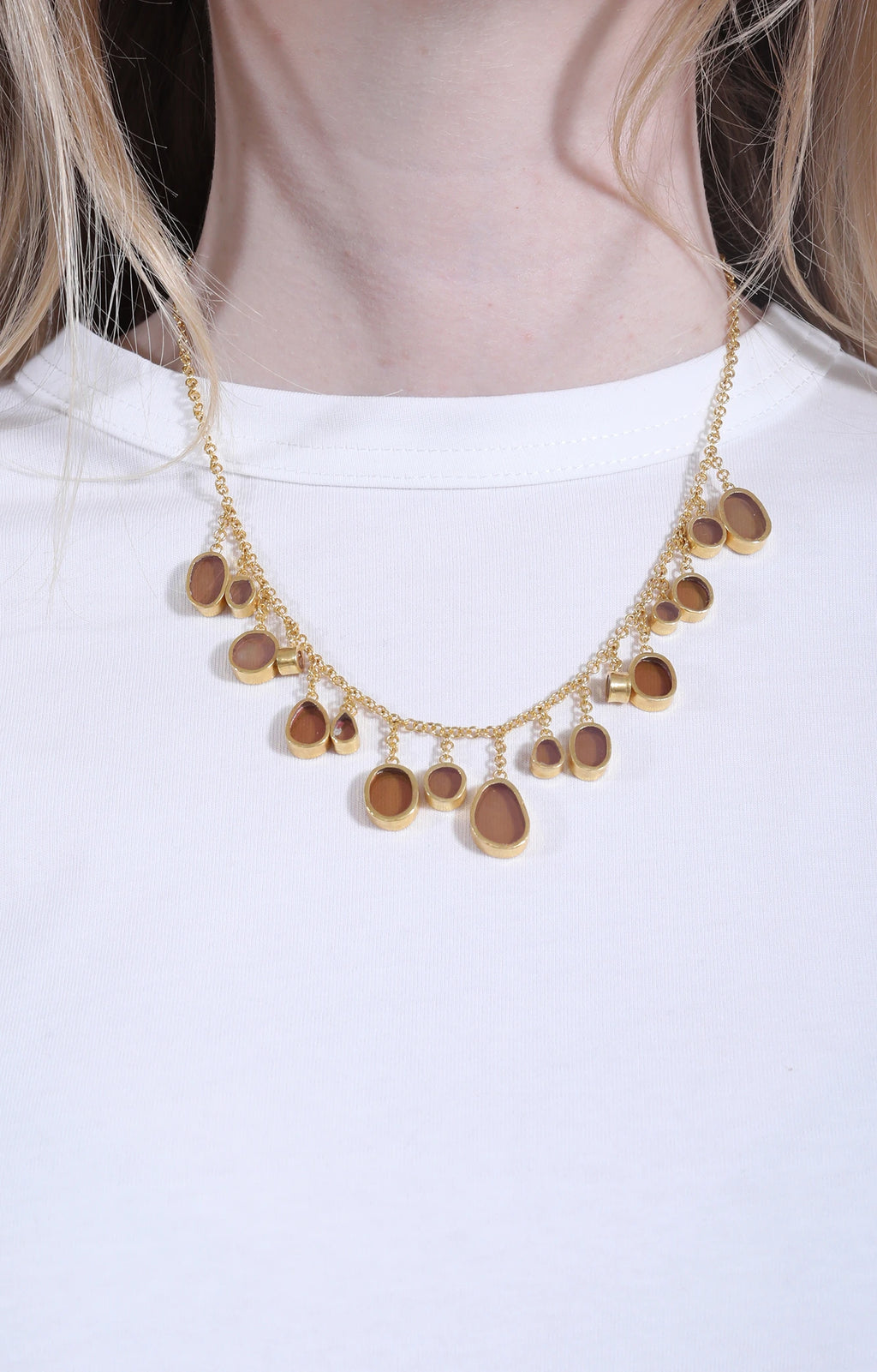 Drop Necklace Pink Glass