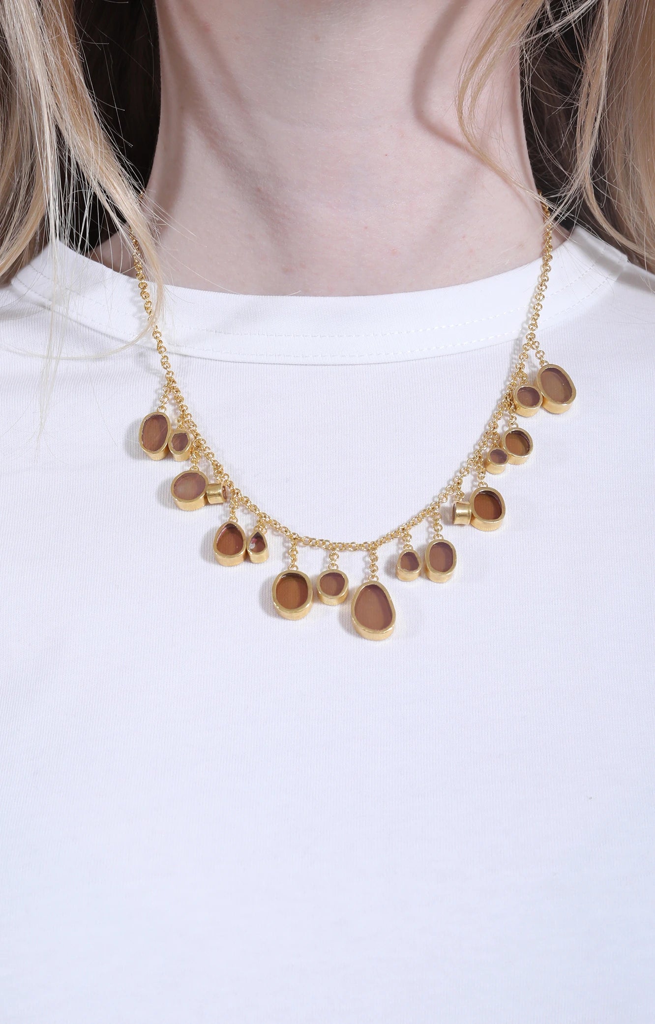 Drop Necklace Pink Glass