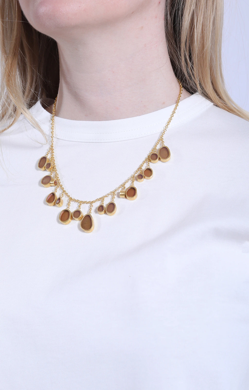 Drop Necklace Pink Glass