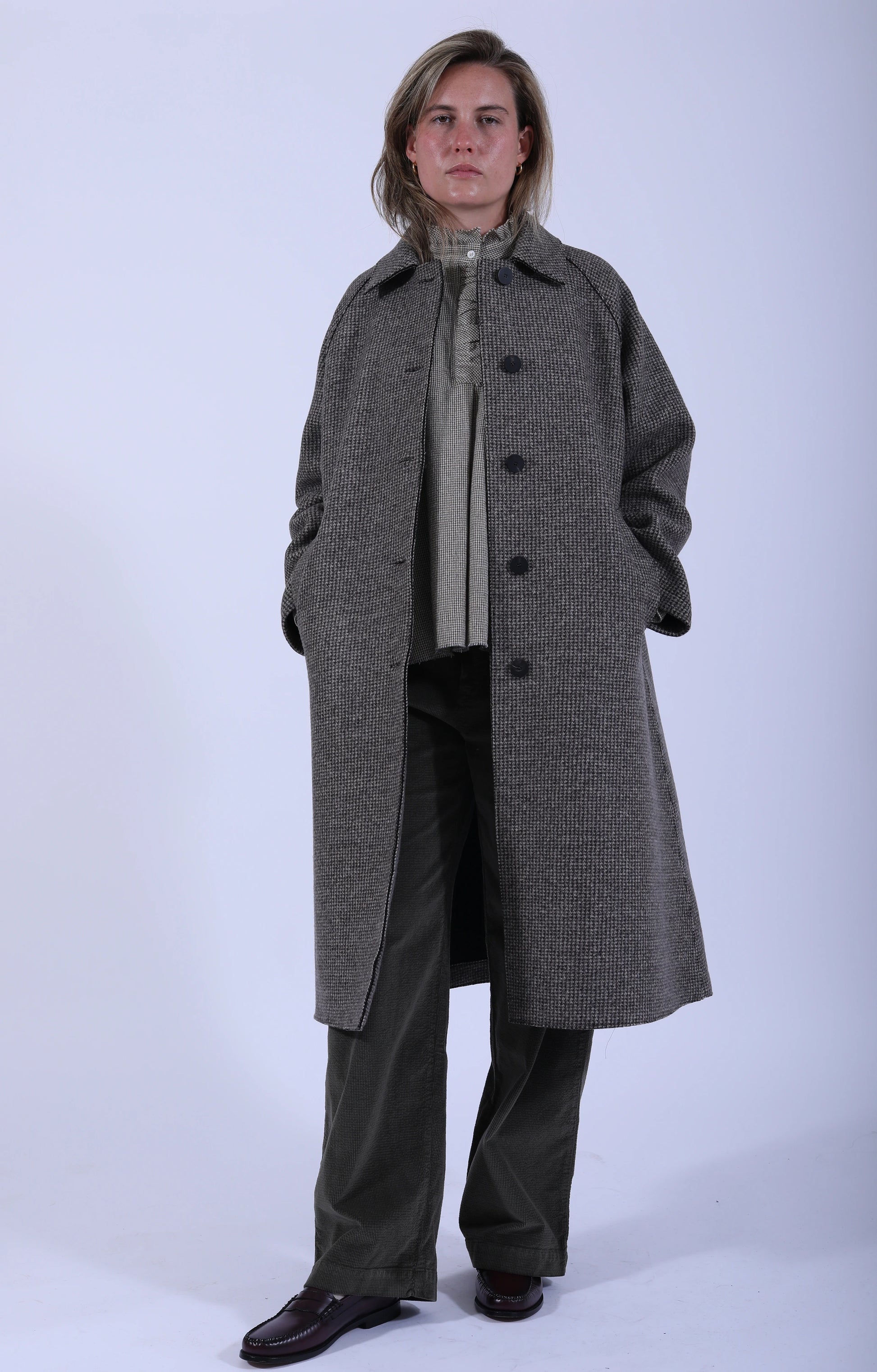 Balmacaan Patterned Cashmere-Blend Coat