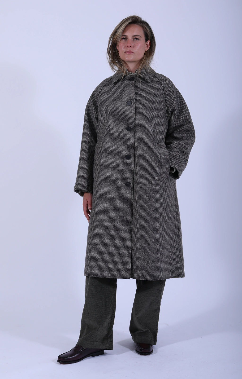 Balmacaan Patterned Cashmere-Blend Coat