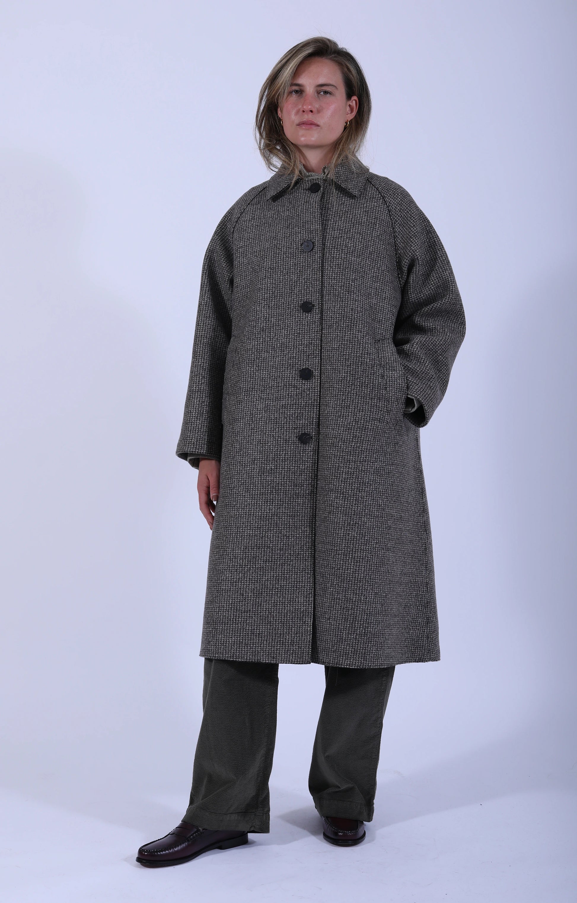 Balmacaan Patterned Cashmere-Blend Coat