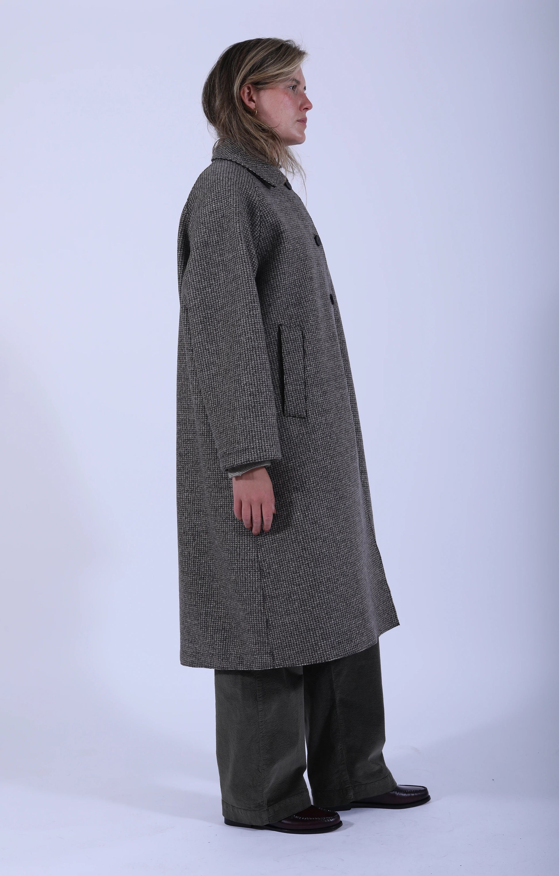 Balmacaan Patterned Cashmere-Blend Coat