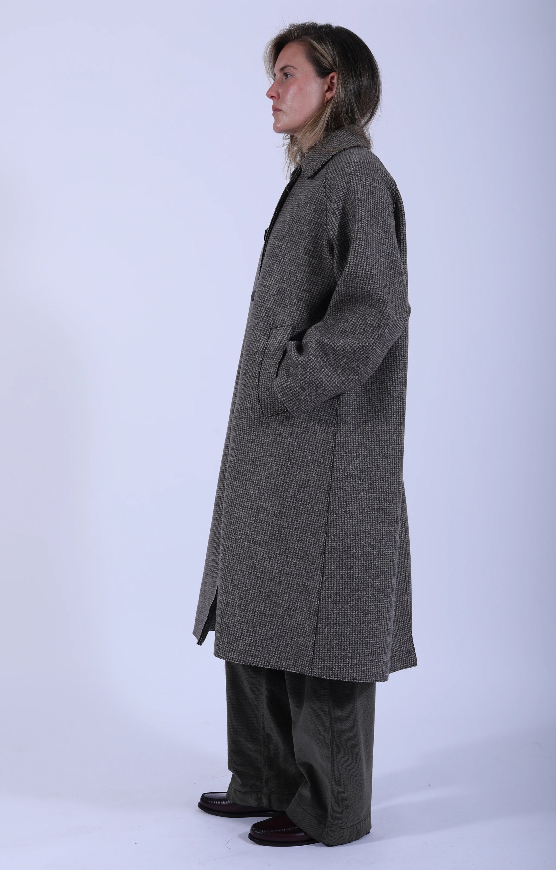 Balmacaan Patterned Cashmere-Blend Coat