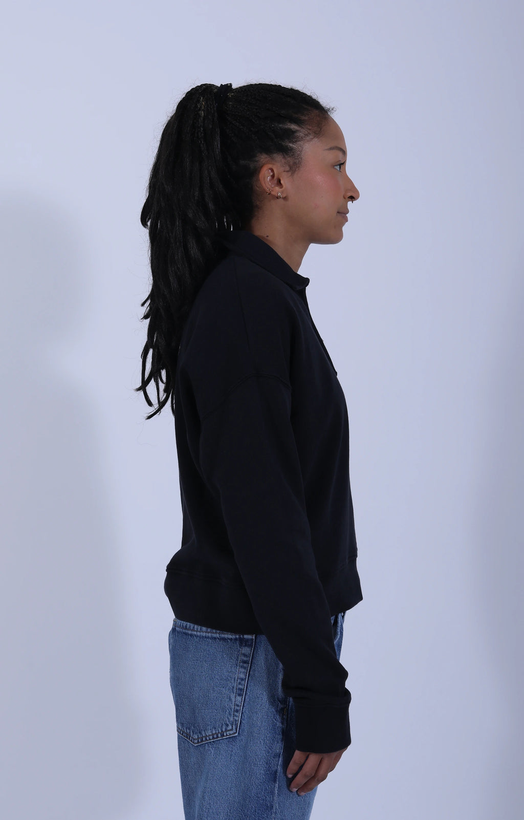 Cropped Retro (W) Half-Zip Sweat Charcoal