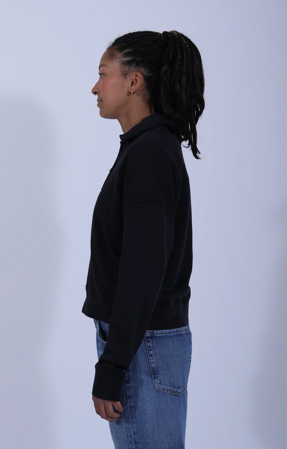 Cropped Retro (W) Half-Zip Sweat Charcoal