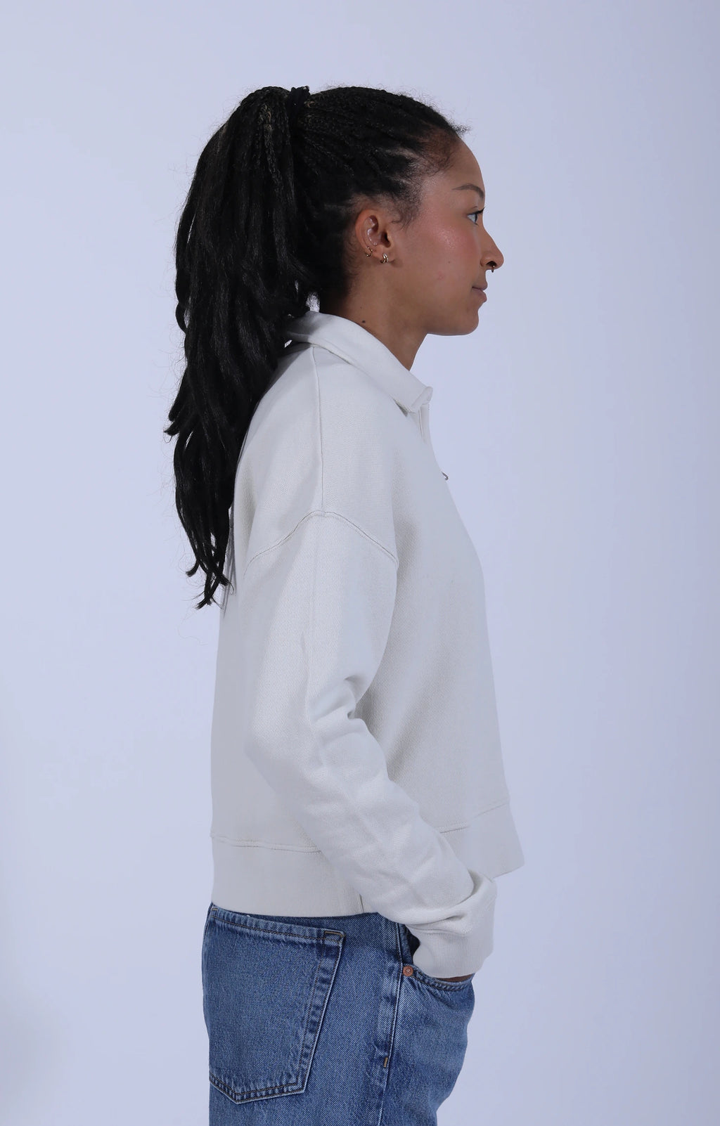 Cropped Retro (W) Half-Zip Sweat Cashew