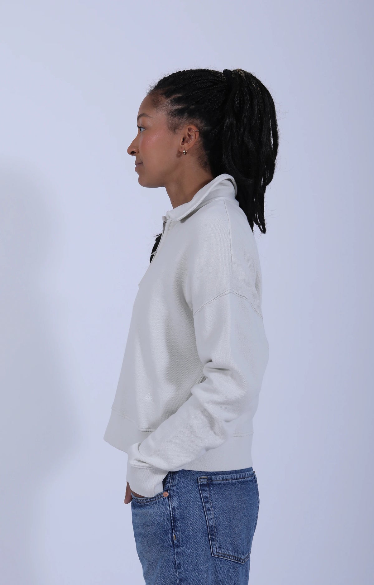 Cropped Retro (W) Half-Zip Sweat Cashew