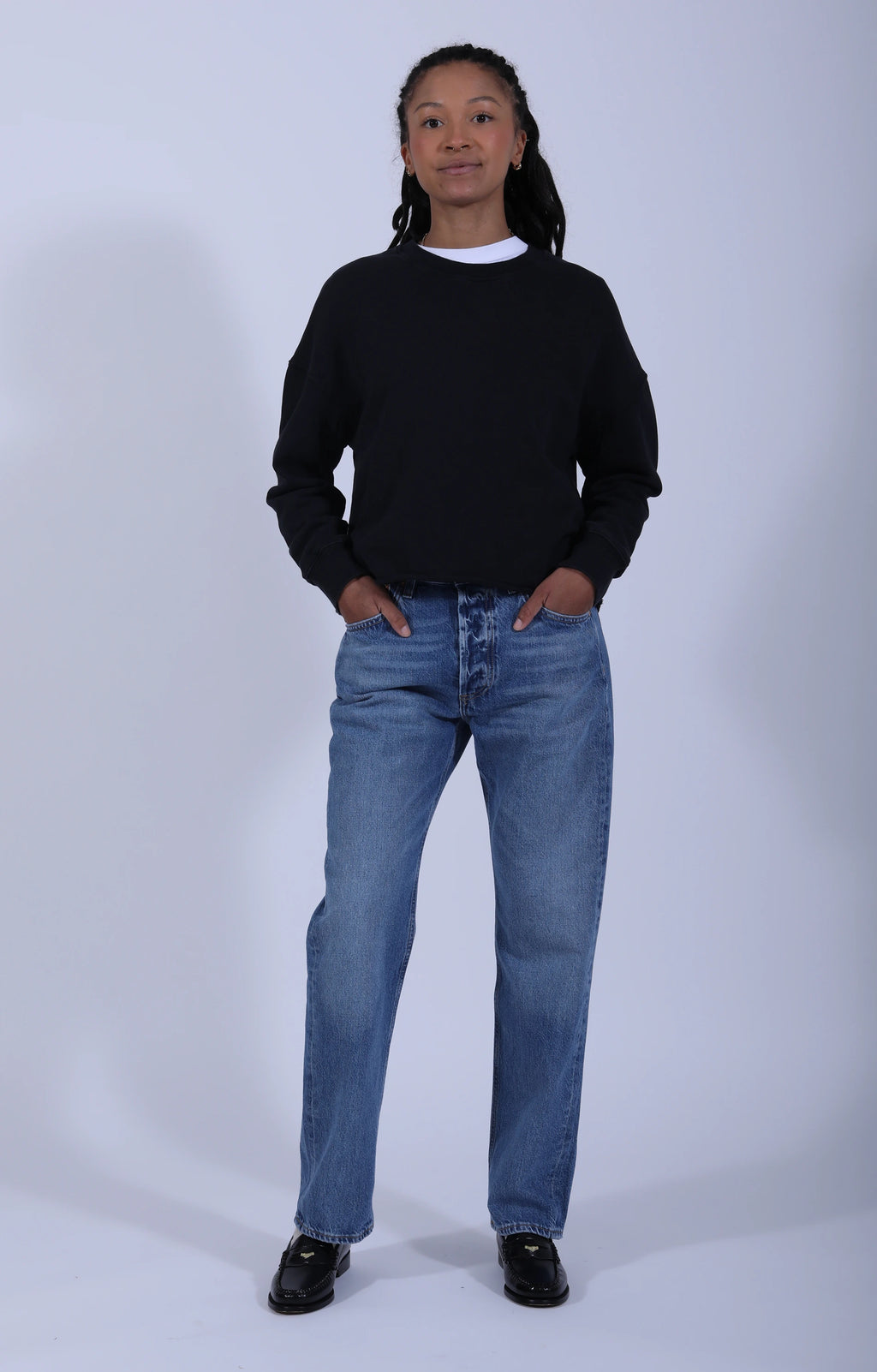 Retro Fleece Sweatshirt Open Edge Charcoal