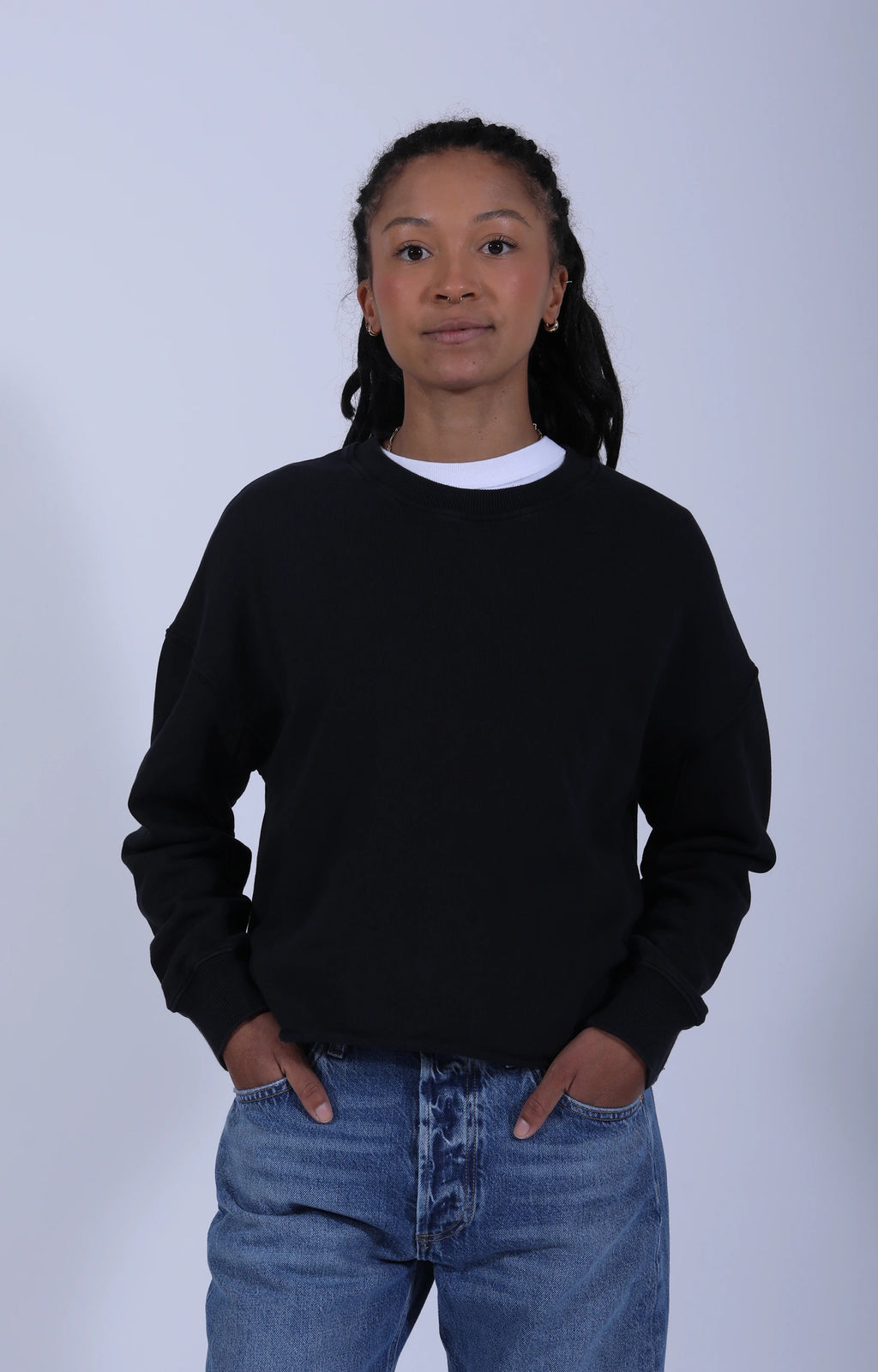 Retro Fleece Sweatshirt Open Edge Charcoal