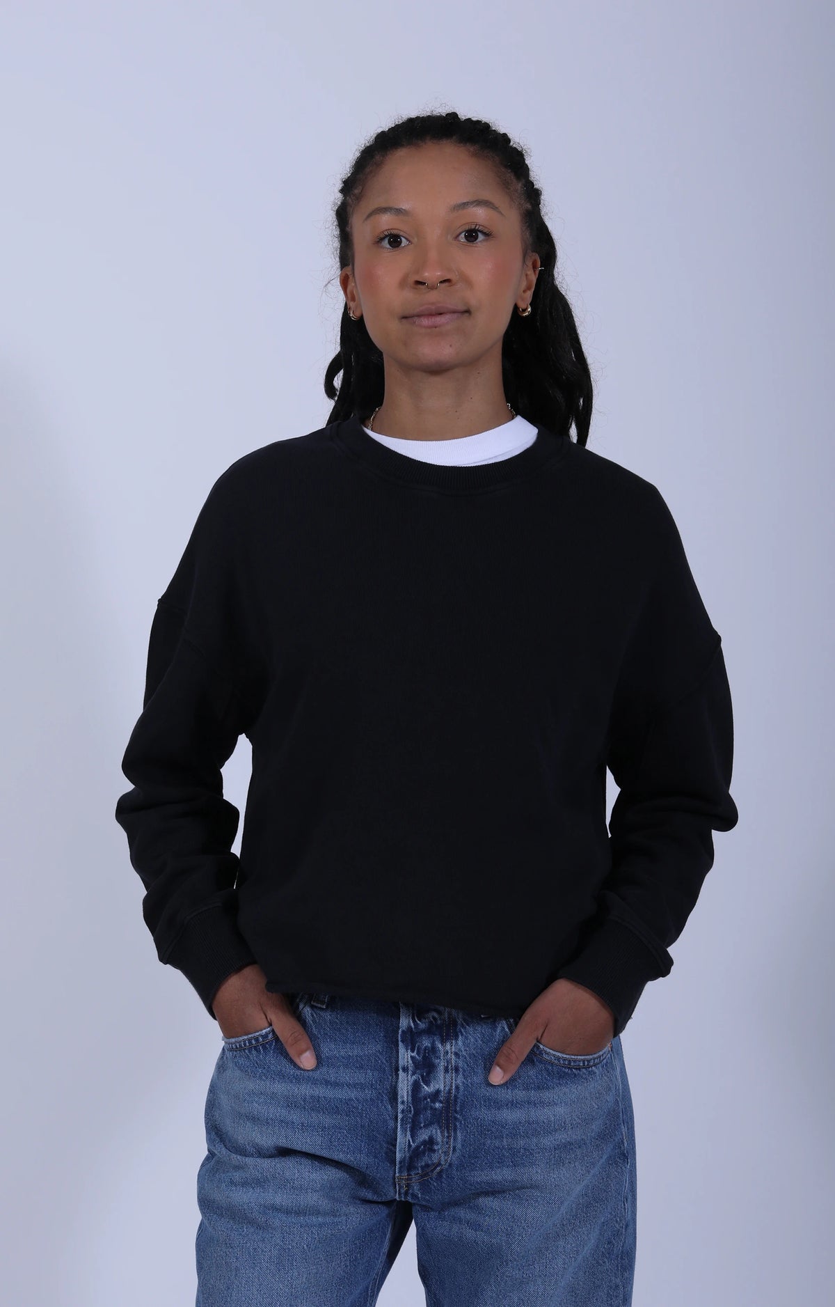 Retro Fleece Sweatshirt Open Edge Charcoal