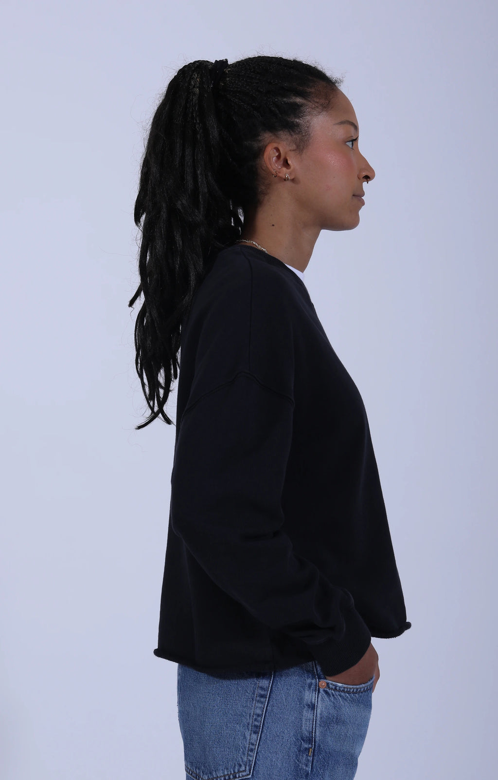 Retro Fleece Sweatshirt Open Edge Charcoal
