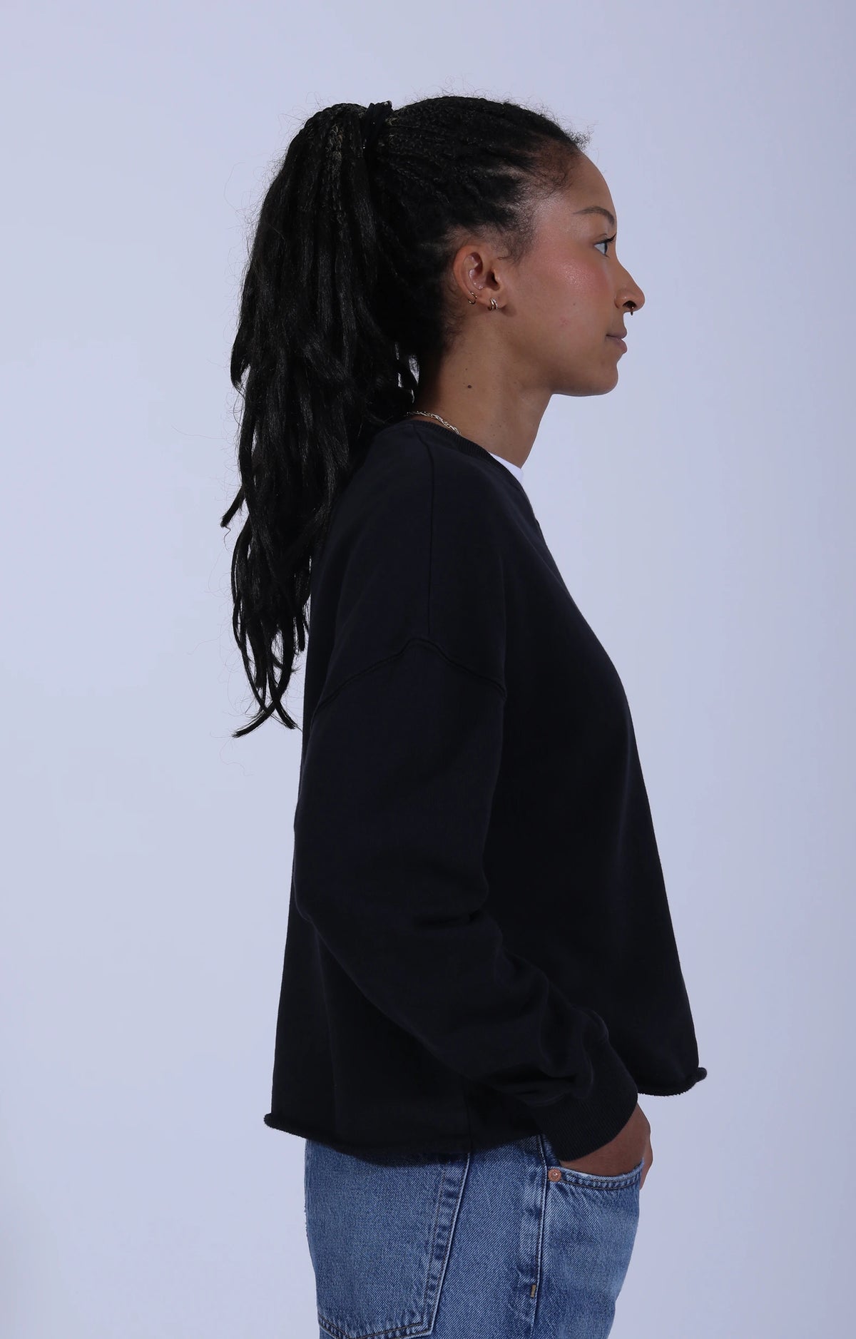 Retro Fleece Sweatshirt Open Edge Charcoal