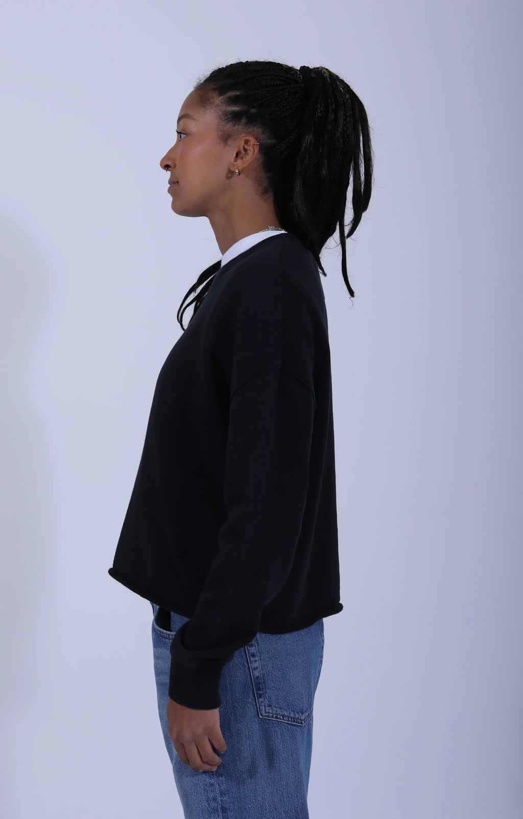 Retro Fleece Sweatshirt Open Edge Charcoal