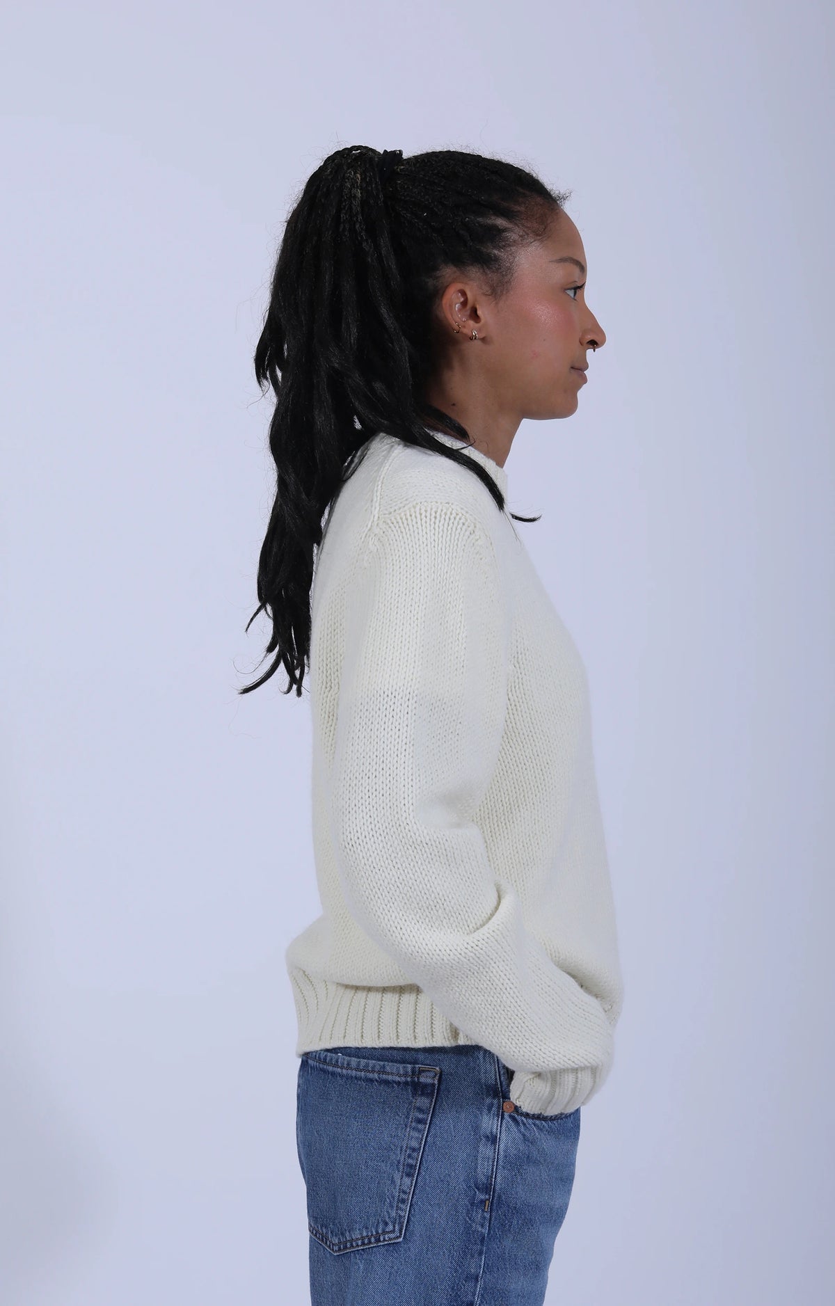 Chunky Cropped Merino Wool Sweater Nature