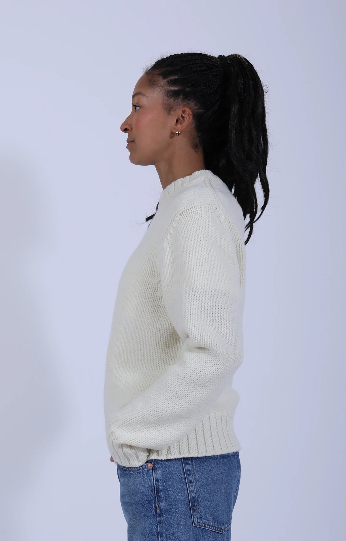 Chunky Cropped Merino Wool Sweater Nature