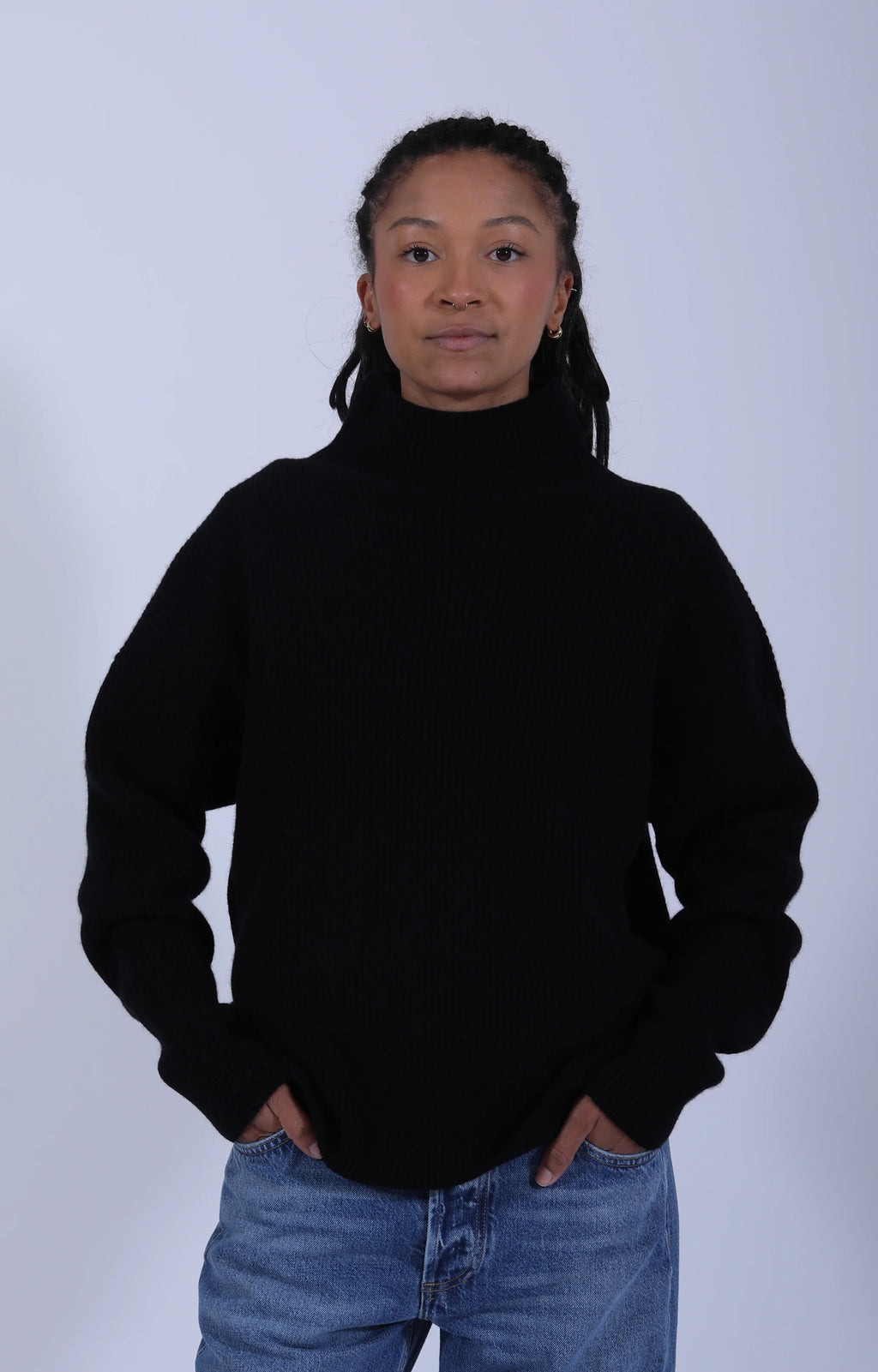 Relaxed Turtleneck Sweater Deep Black