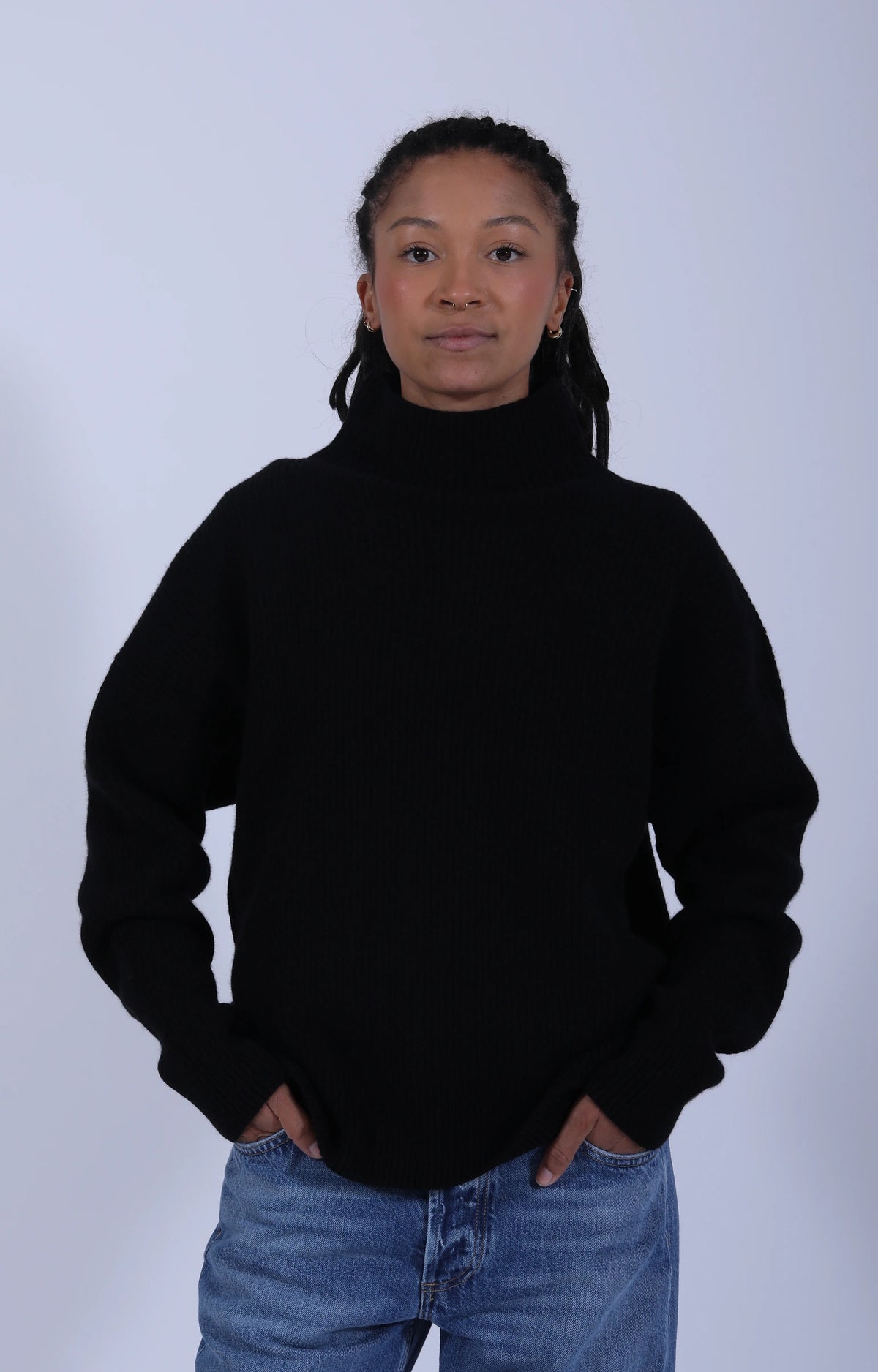Relaxed Turtleneck Sweater Deep Black