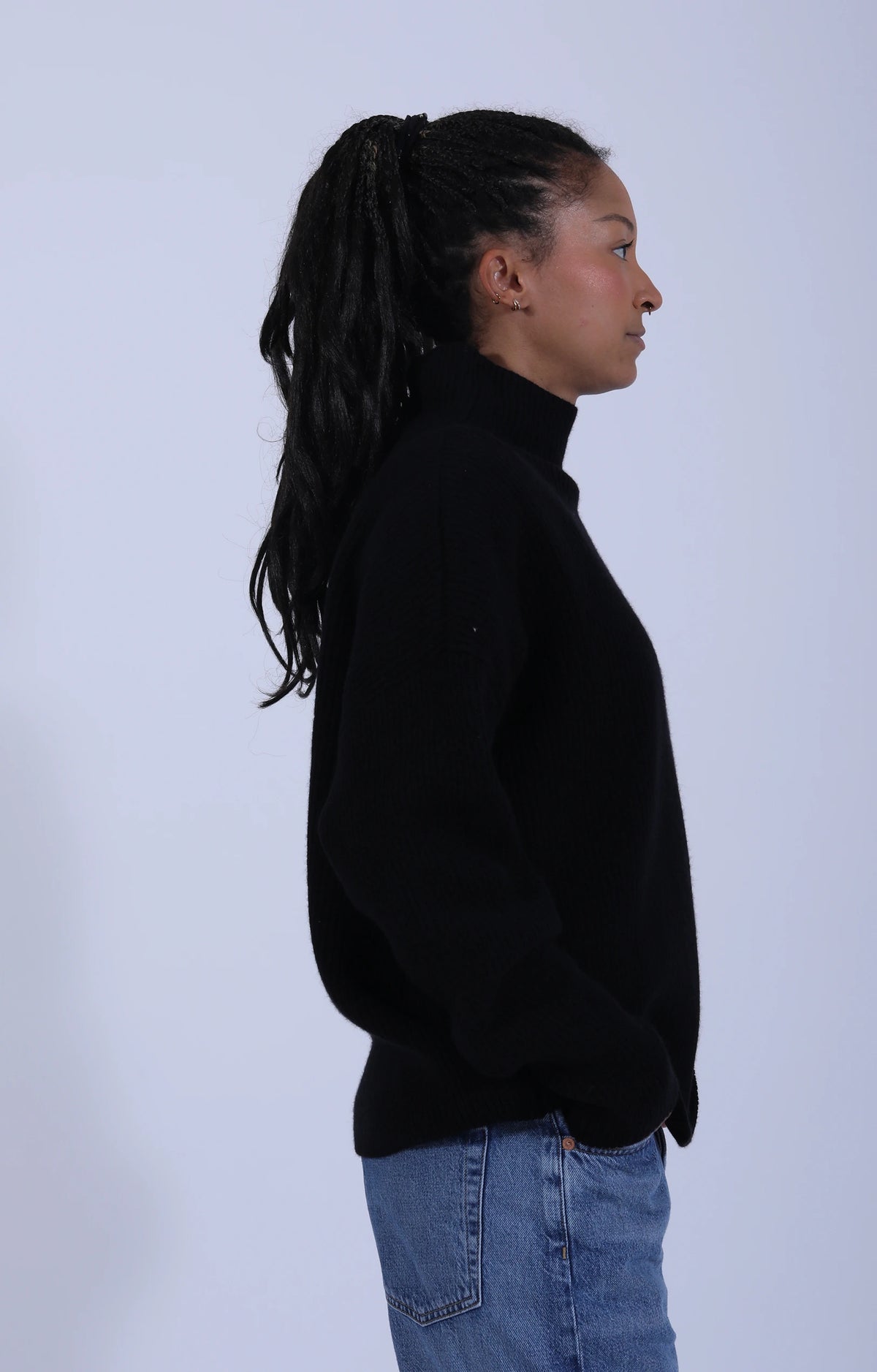 Relaxed Turtleneck Sweater Deep Black