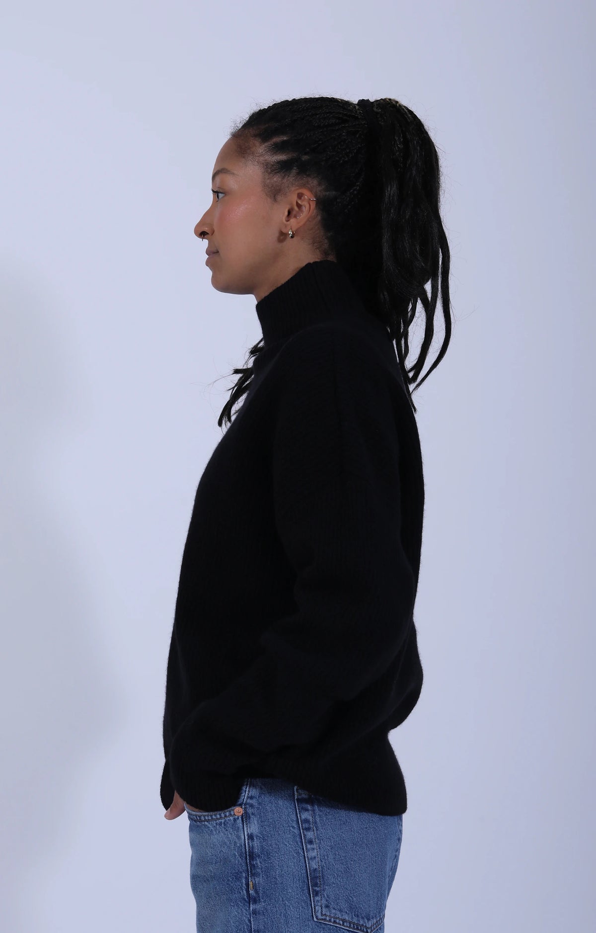 Relaxed Turtleneck Sweater Deep Black