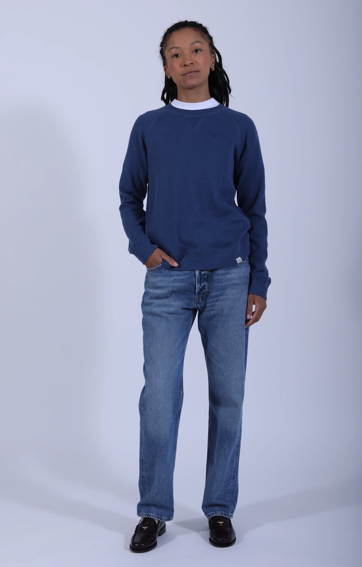 Relaxed Lightweight Raglan Sweatshirt Inidgo Wash