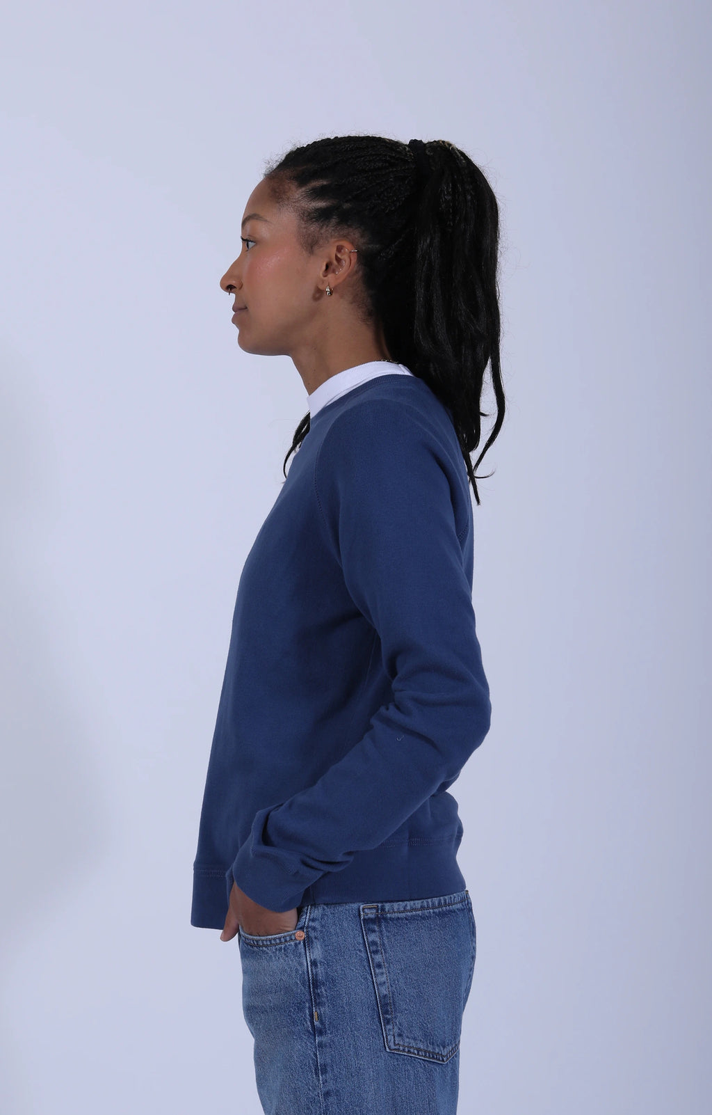 Relaxed Lightweight Raglan Sweatshirt Inidgo Wash