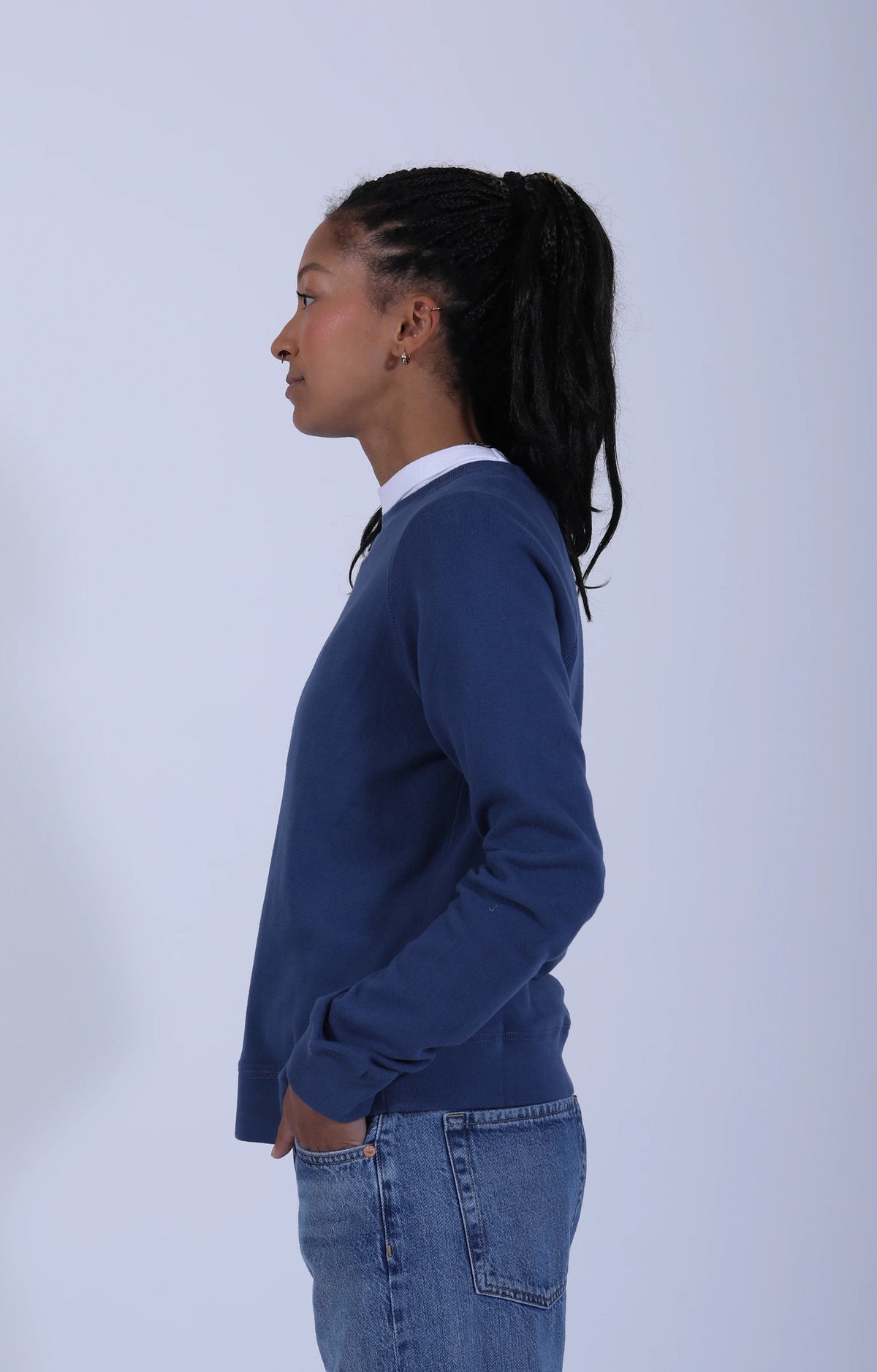 Relaxed Lightweight Raglan Sweatshirt Inidgo Wash