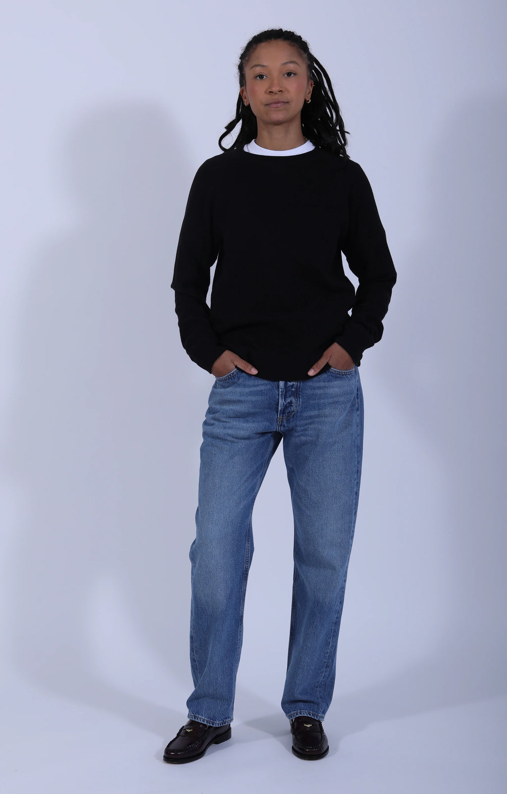 Relaxed Lightweight Raglan Sweatshirt Deep Black