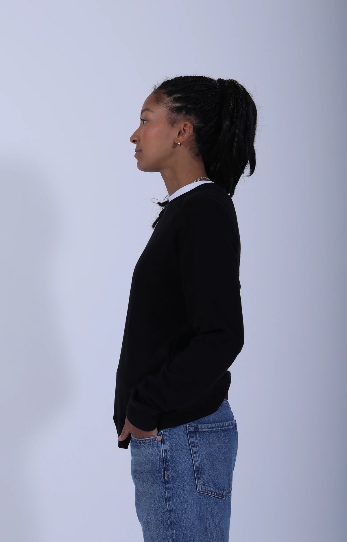 Relaxed Lightweight Raglan Sweatshirt Deep Black