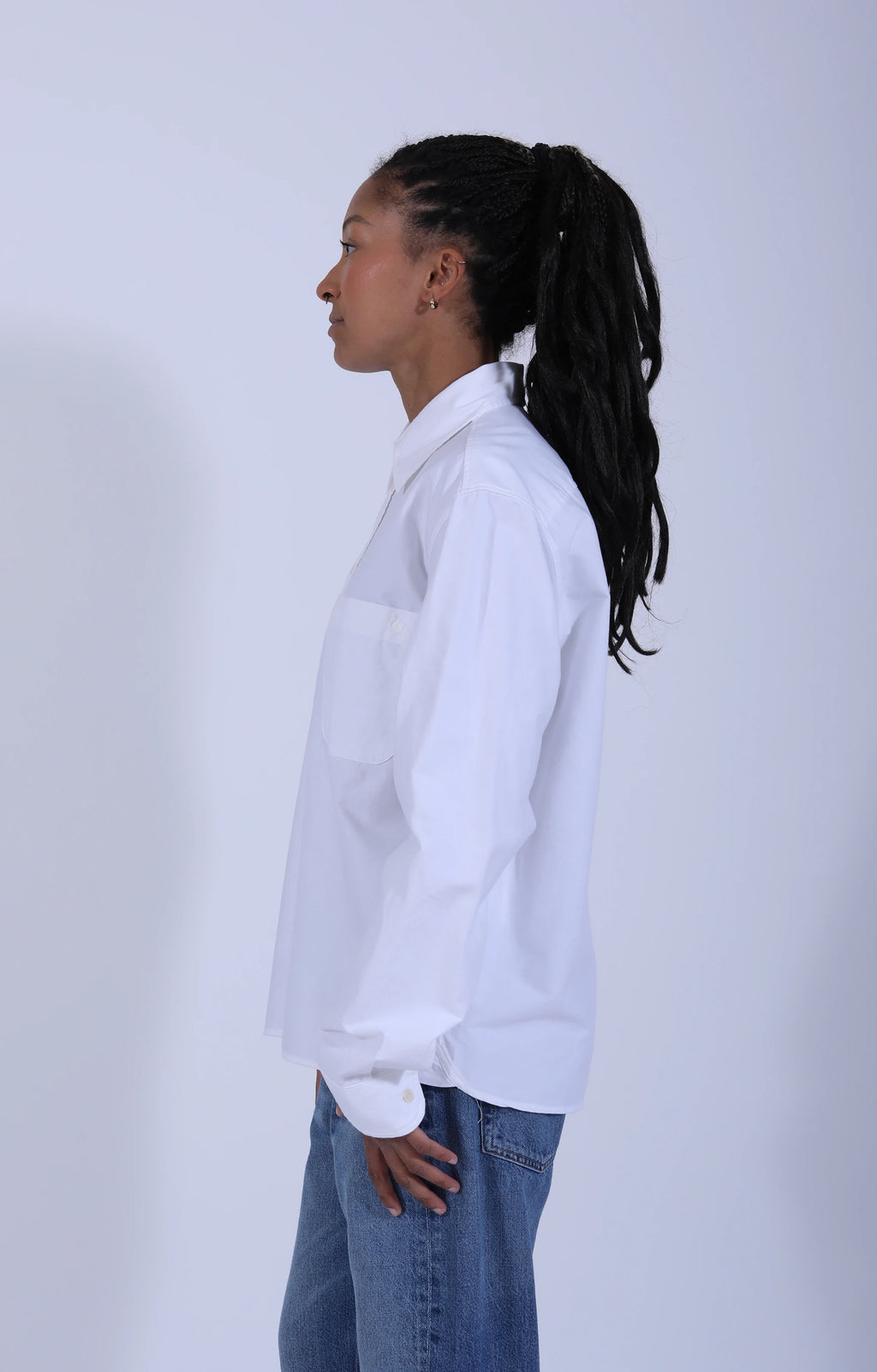 Modern-Cut Cotton Oxford Long Sleeve Shirt
