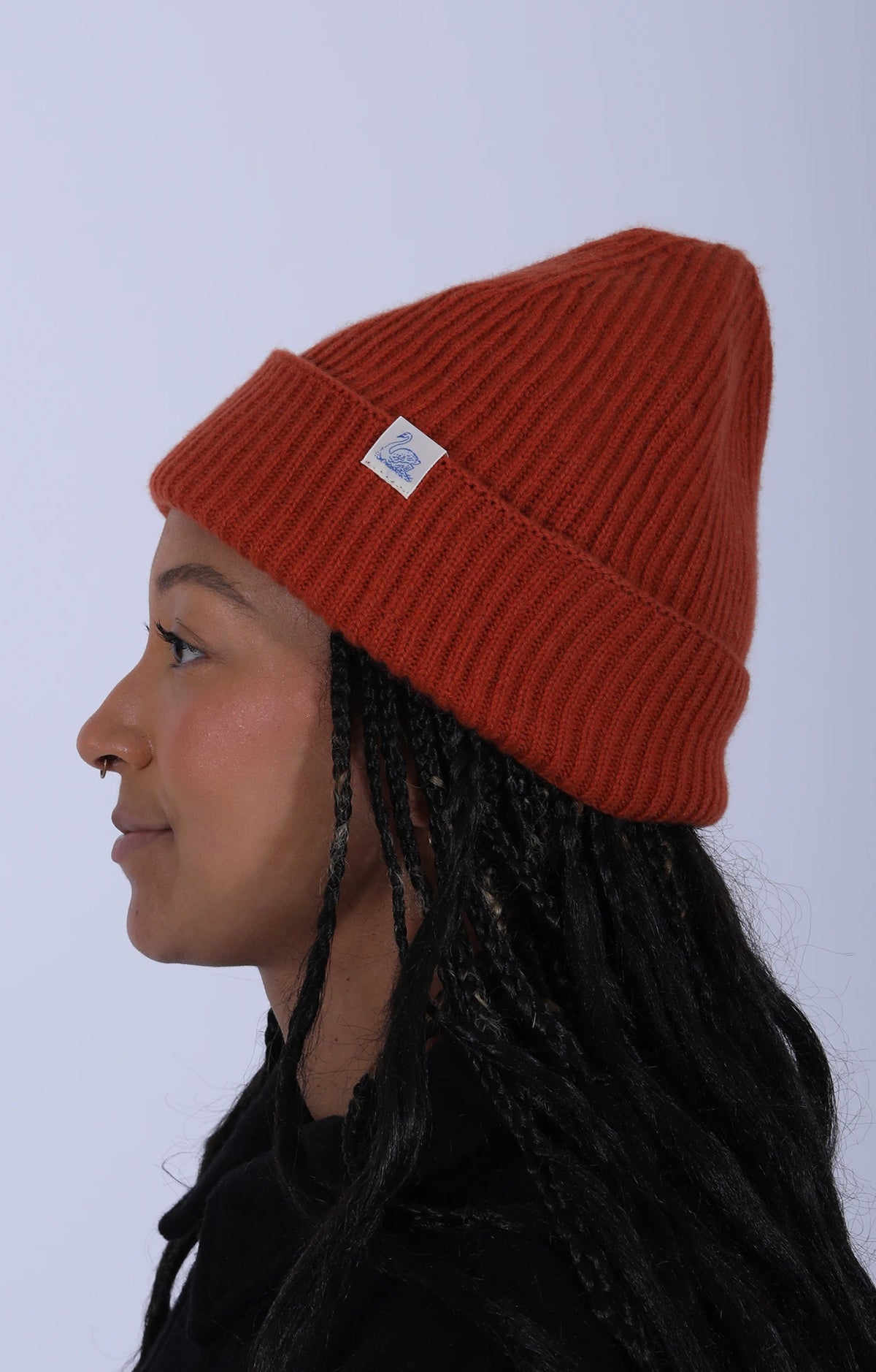 Ribbed Merino-Blend Beanie Rust