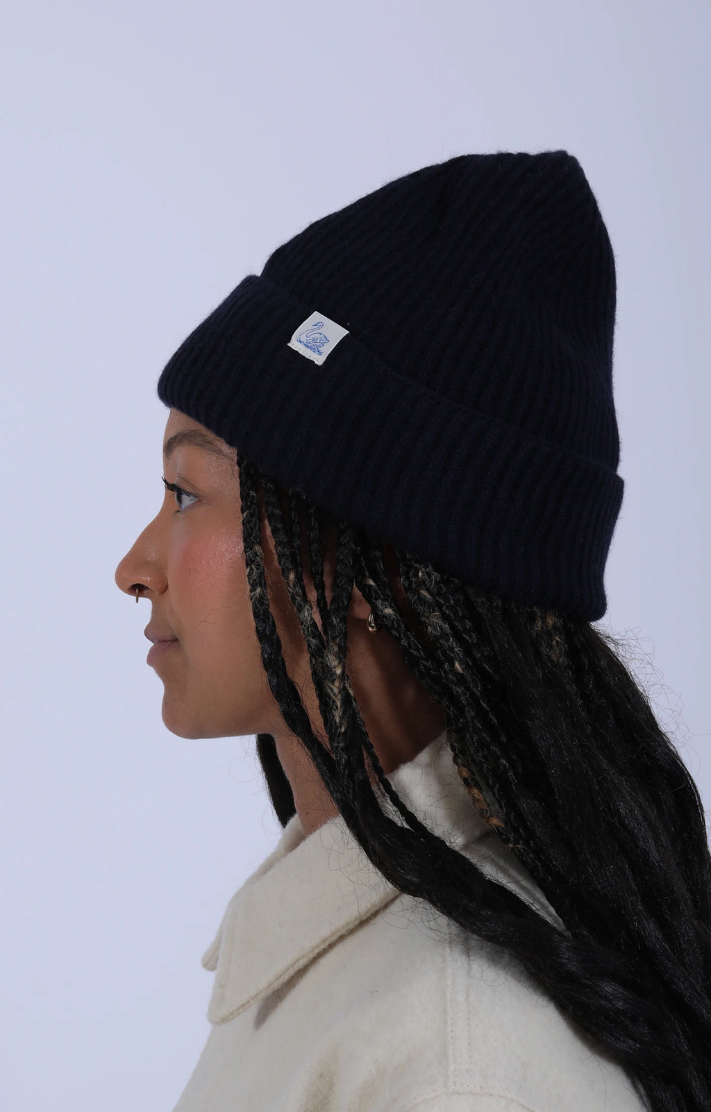 Ribbed Merino-Blend Beanie Dark Navy