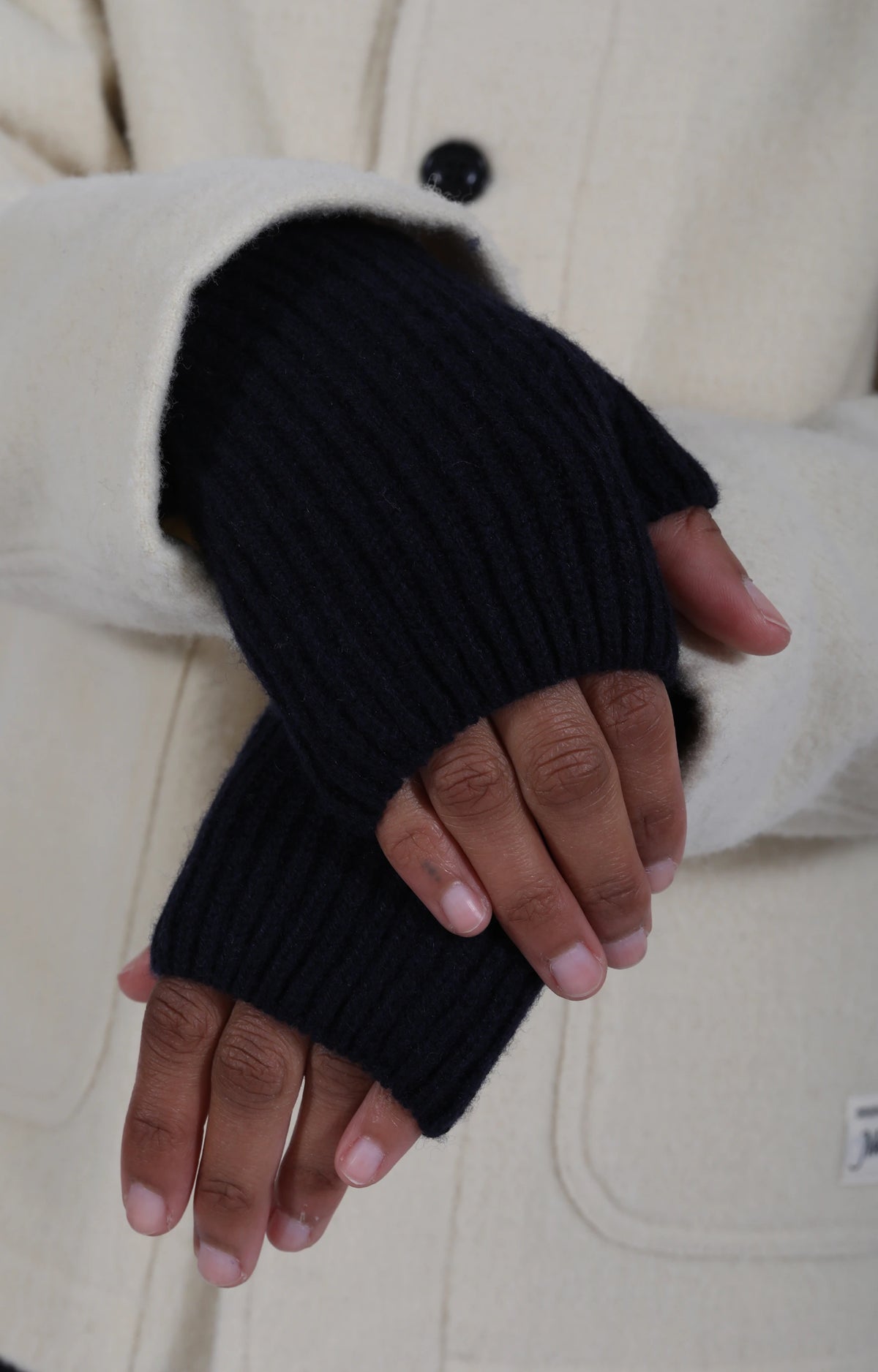 Wrist Warmers Merino-Silk-Cashmere Blend Dark Navy